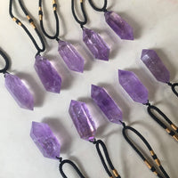 Amethyst Crystal Necklace | Natural Purple Pendant 4–5cm
