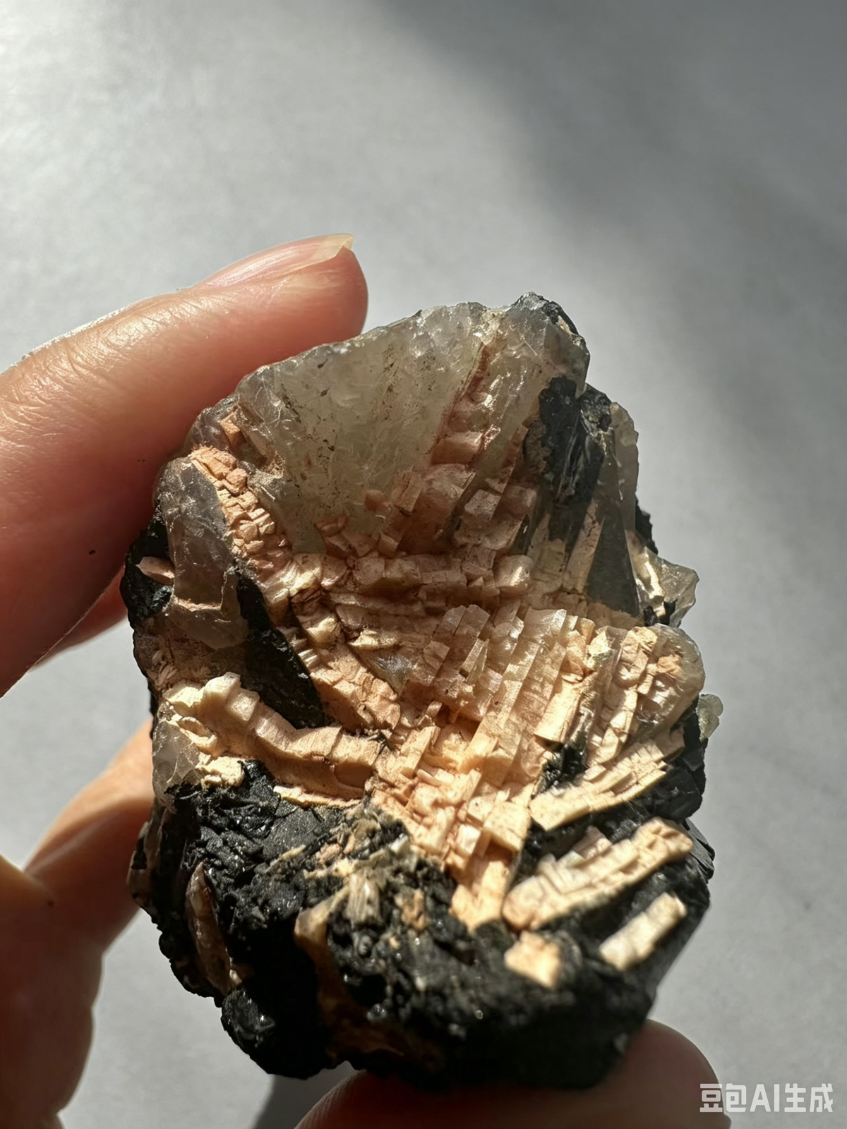 Black Tourmaline & Calcite Cluster with High Contrast | 345g 9.9cm Exact Piece