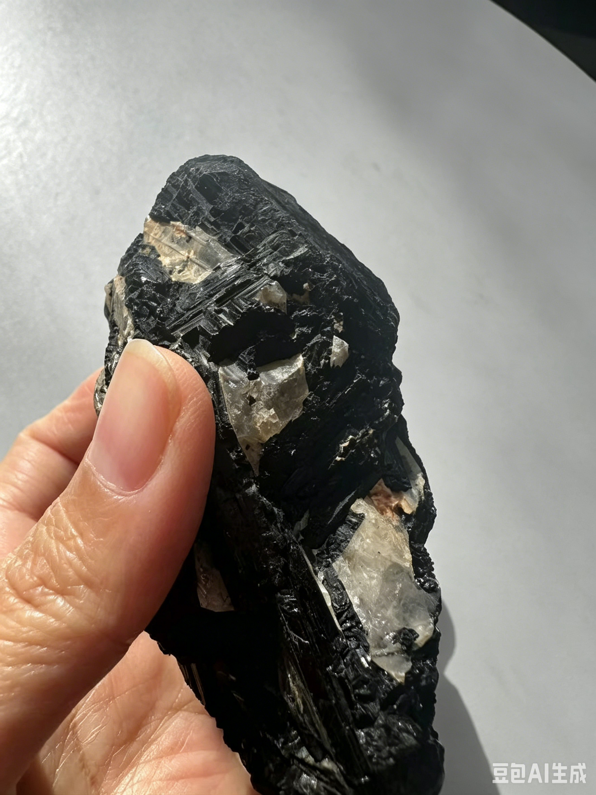 Black Tourmaline & Calcite Cluster with High Contrast | 345g 9.9cm Exact Piece