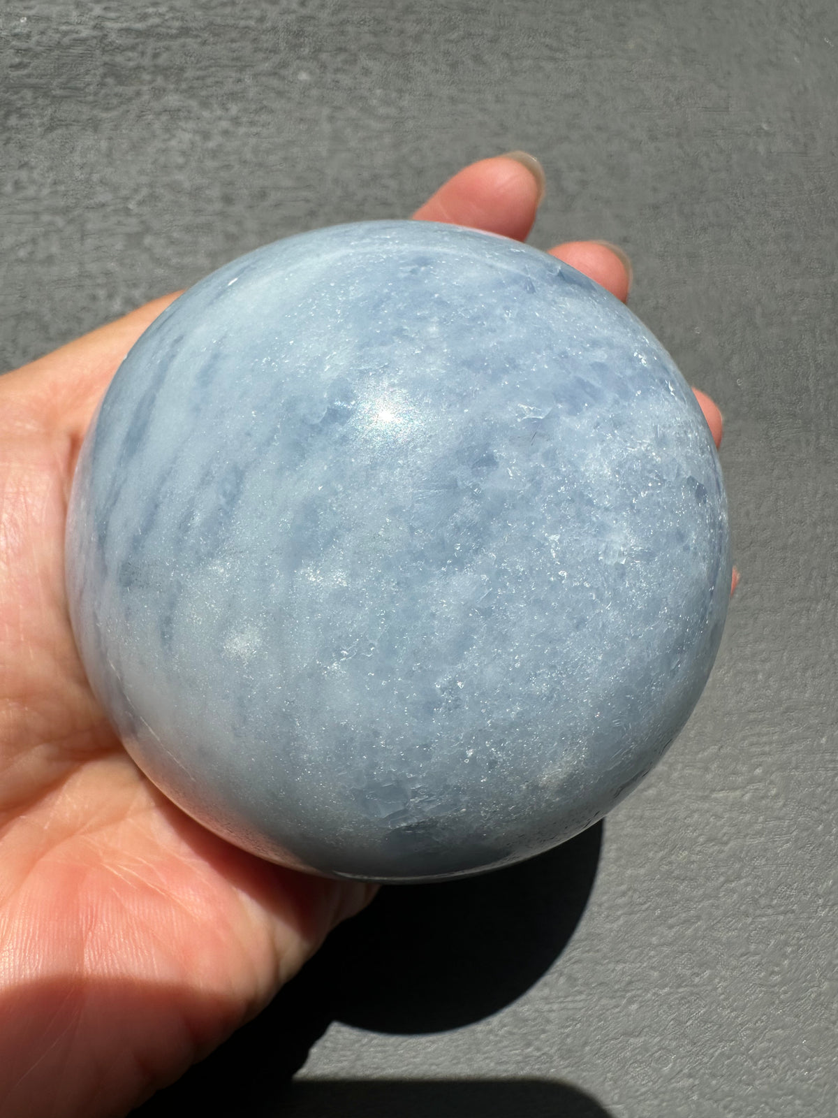Blue Calcite Sphere | Natural Crystal Ball 6–7cm