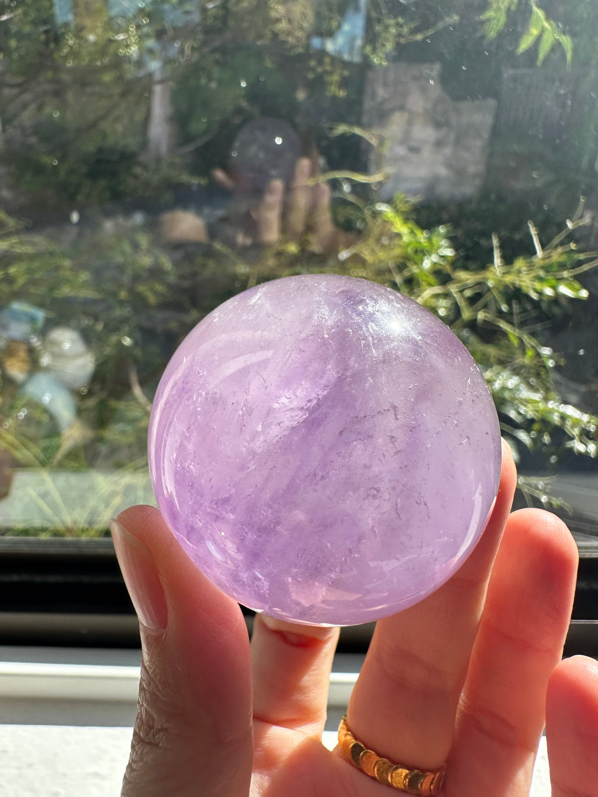 Brazilian Amethyst Sphere, Natural Deep Purple Crystal Ball – alternate view 2