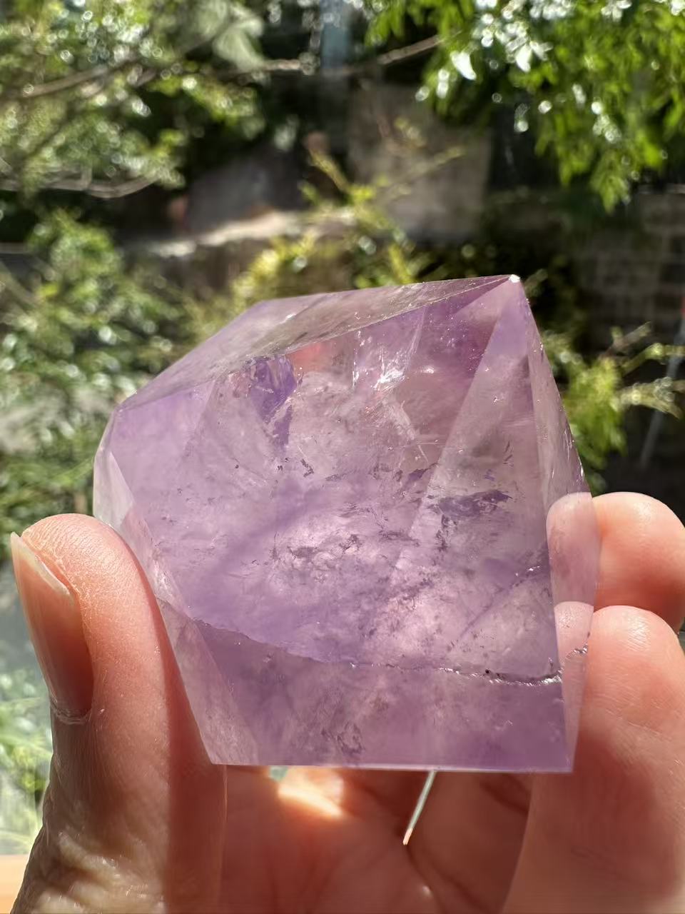 Geometric Lavender Amethyst crystal side profile