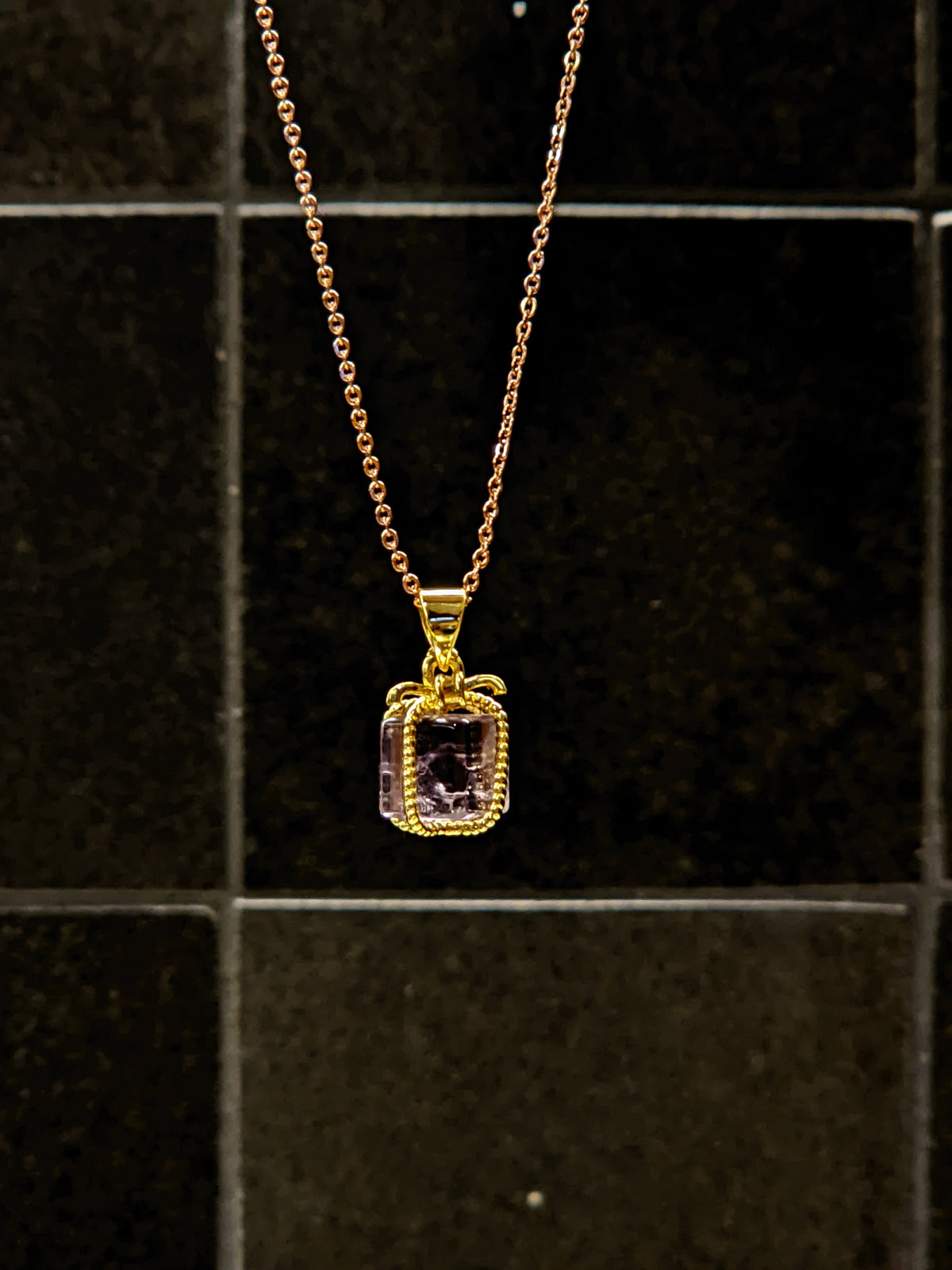 Natural Amethyst Crystal Necklace, Polished Pendant – alternate view 5