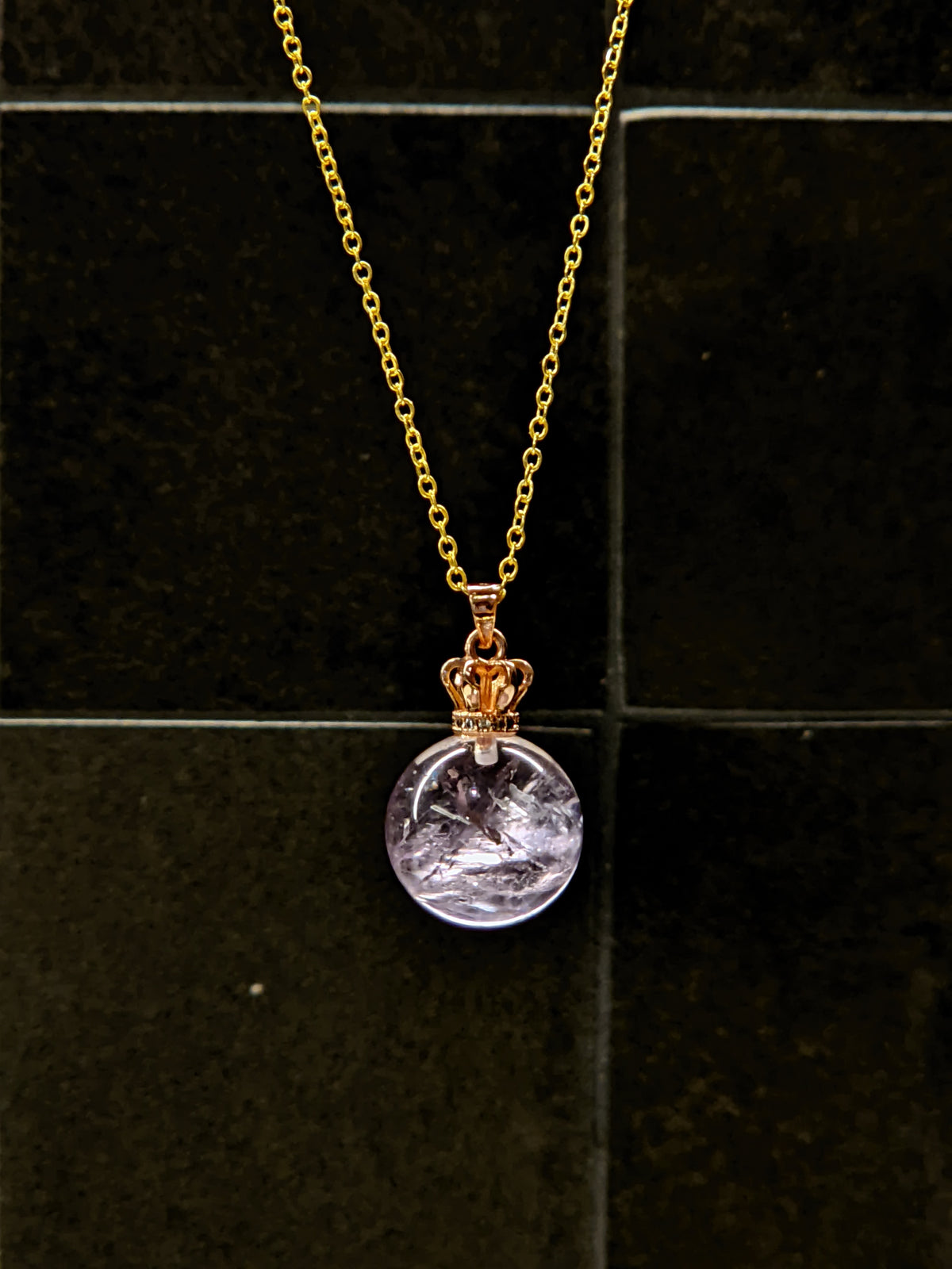 Natural Amethyst Crystal Necklace, Polished Pendant – alternate view 2