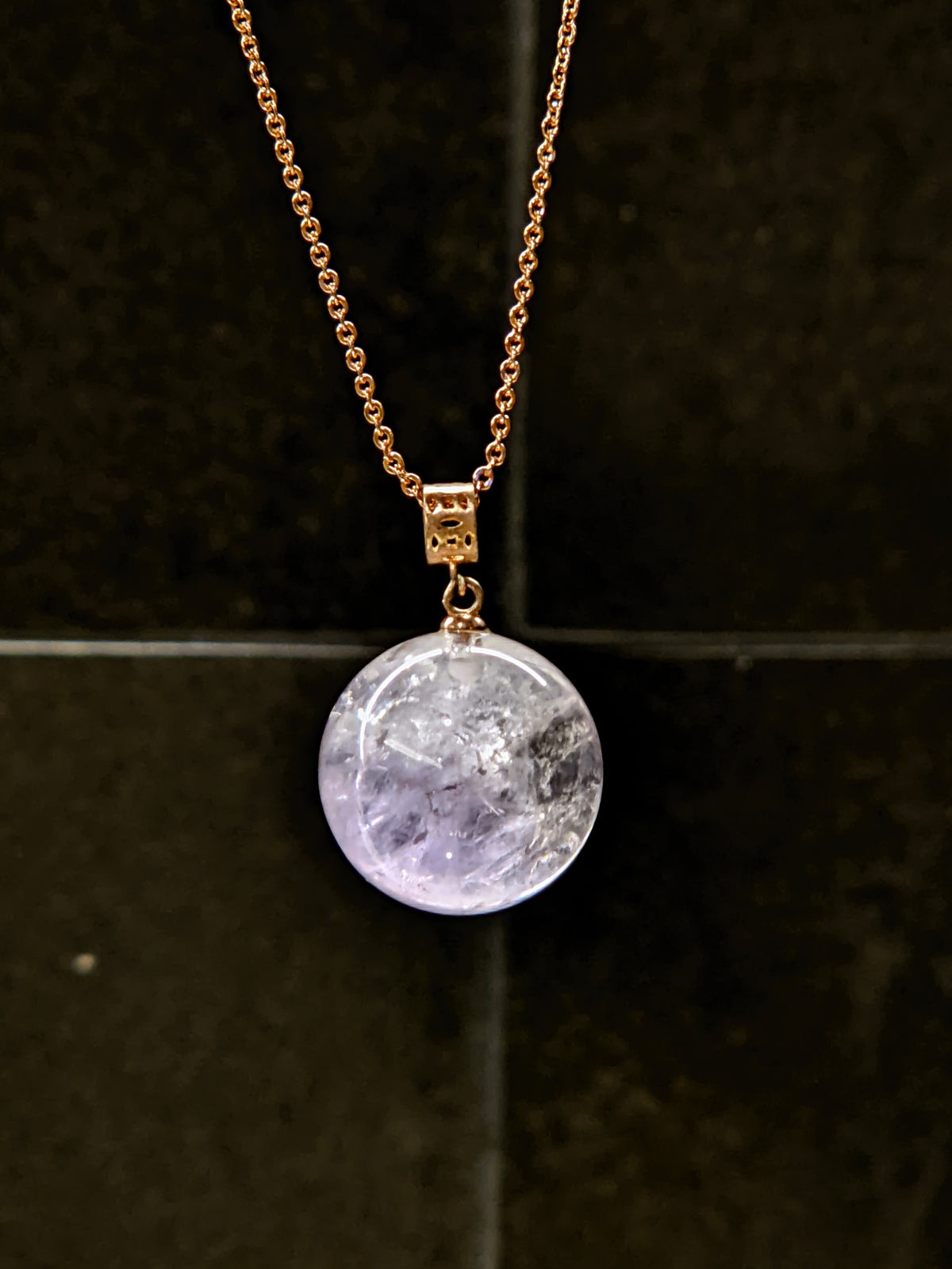 Natural Amethyst Crystal Necklace, Polished Pendant – alternate view 3