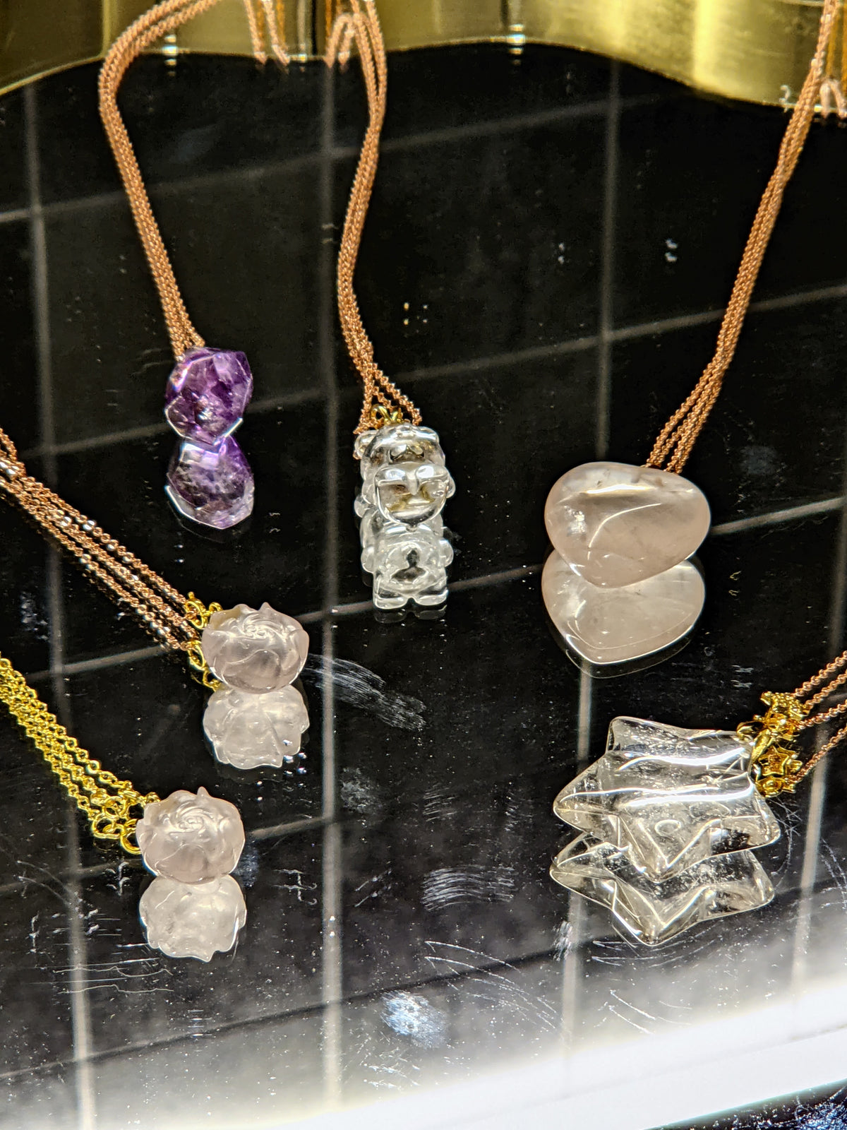 Natural Amethyst Crystal Necklace, Polished Pendant – alternate view 9