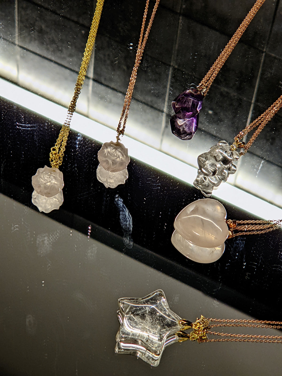 Natural Amethyst Crystal Necklace, Polished Pendant – alternate view 7