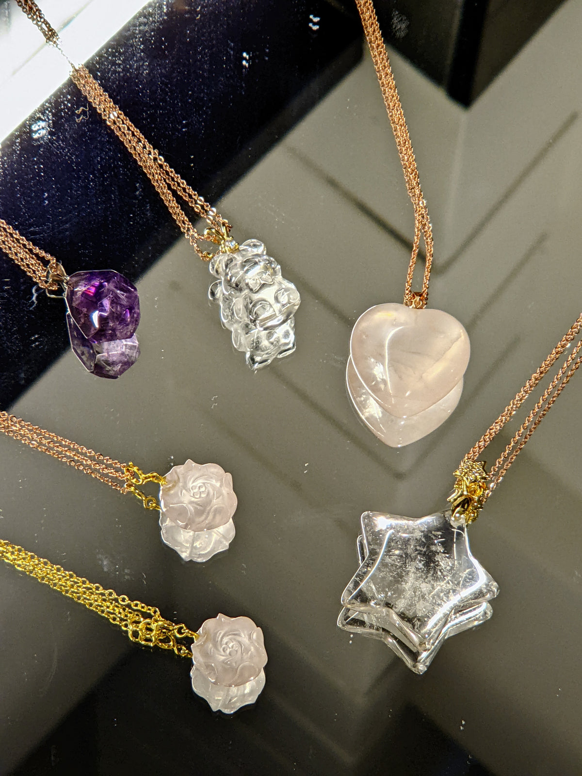 Rose Quartz Crystal Necklace | Natural Pendant Shapes