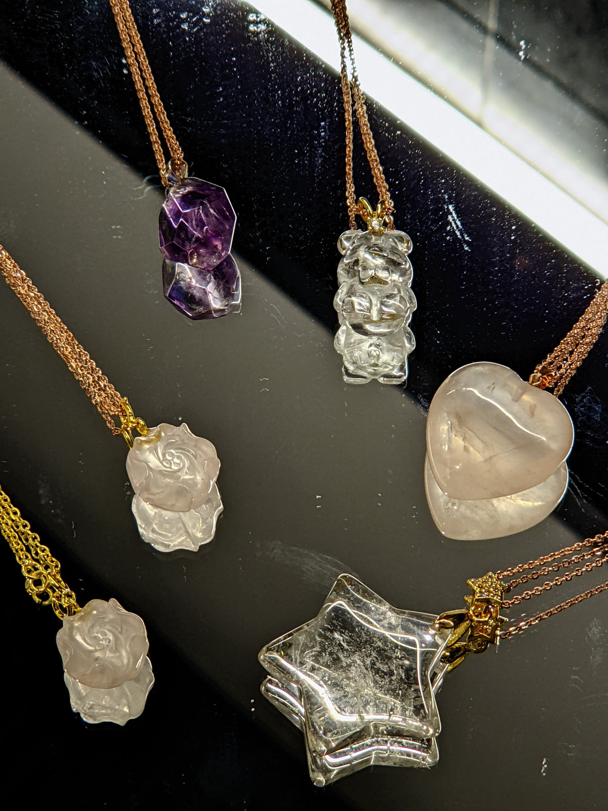 Clear Quartz Crystal Necklace | Ball, Clover or Star Pendant