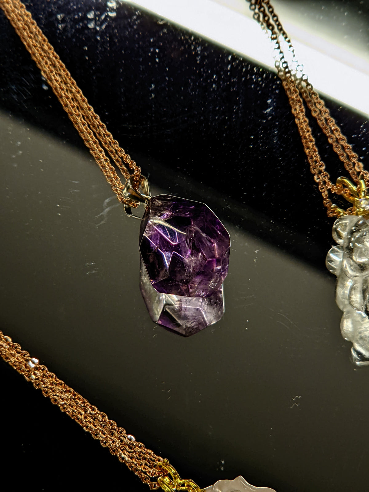 Natural Amethyst Crystal Necklace, Polished Pendant – alternate view 6