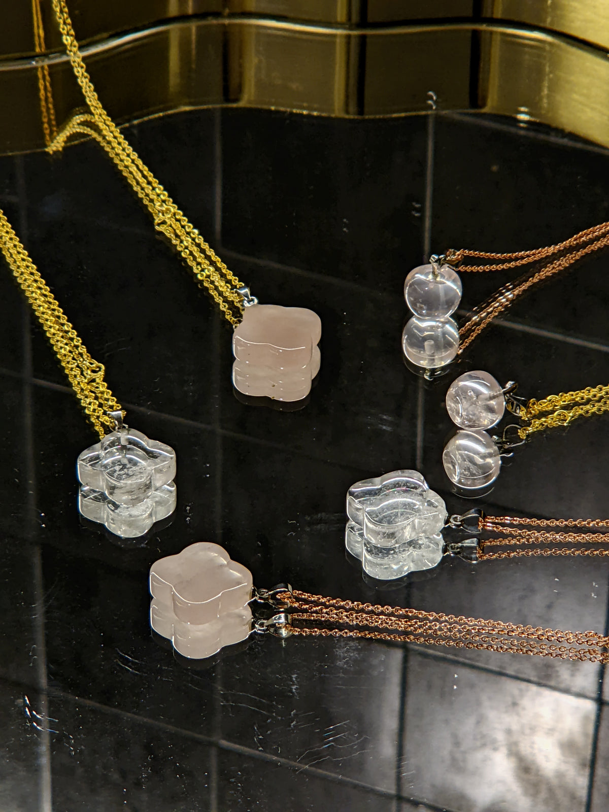 Rose Quartz Crystal Necklace | Natural Pendant Shapes
