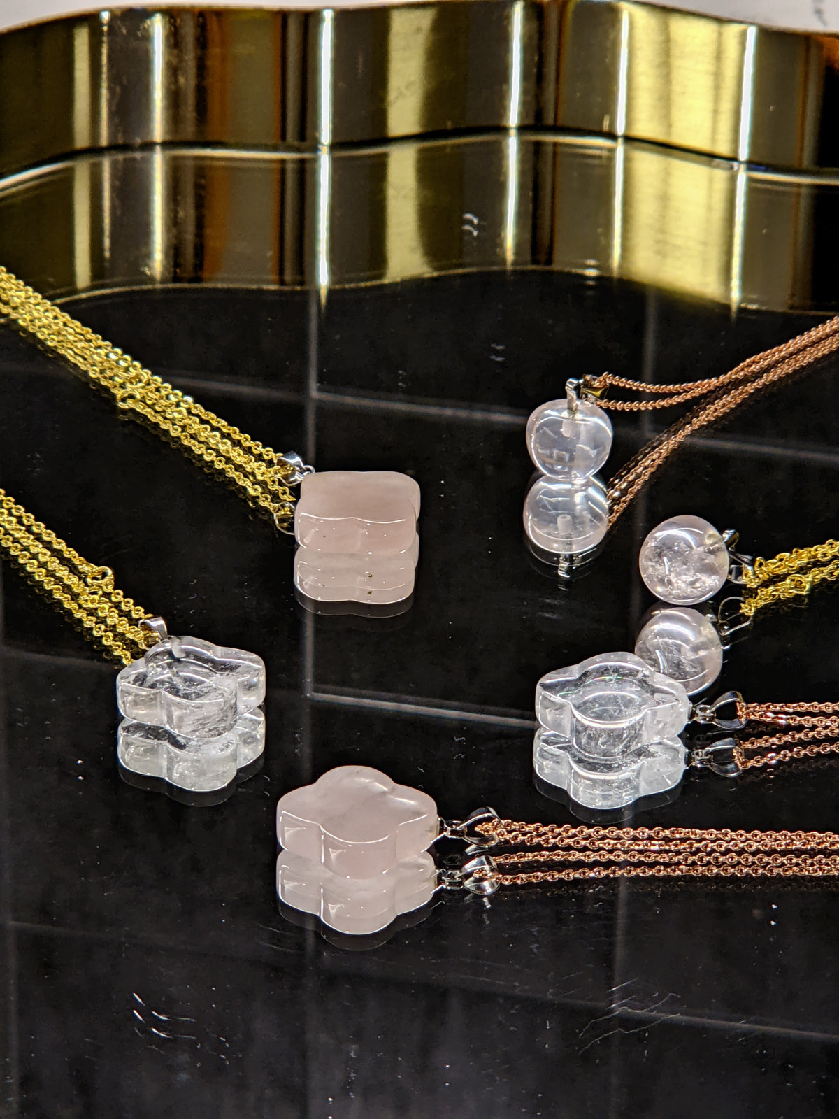 Clear Quartz Crystal Necklace | Ball, Clover or Star Pendant