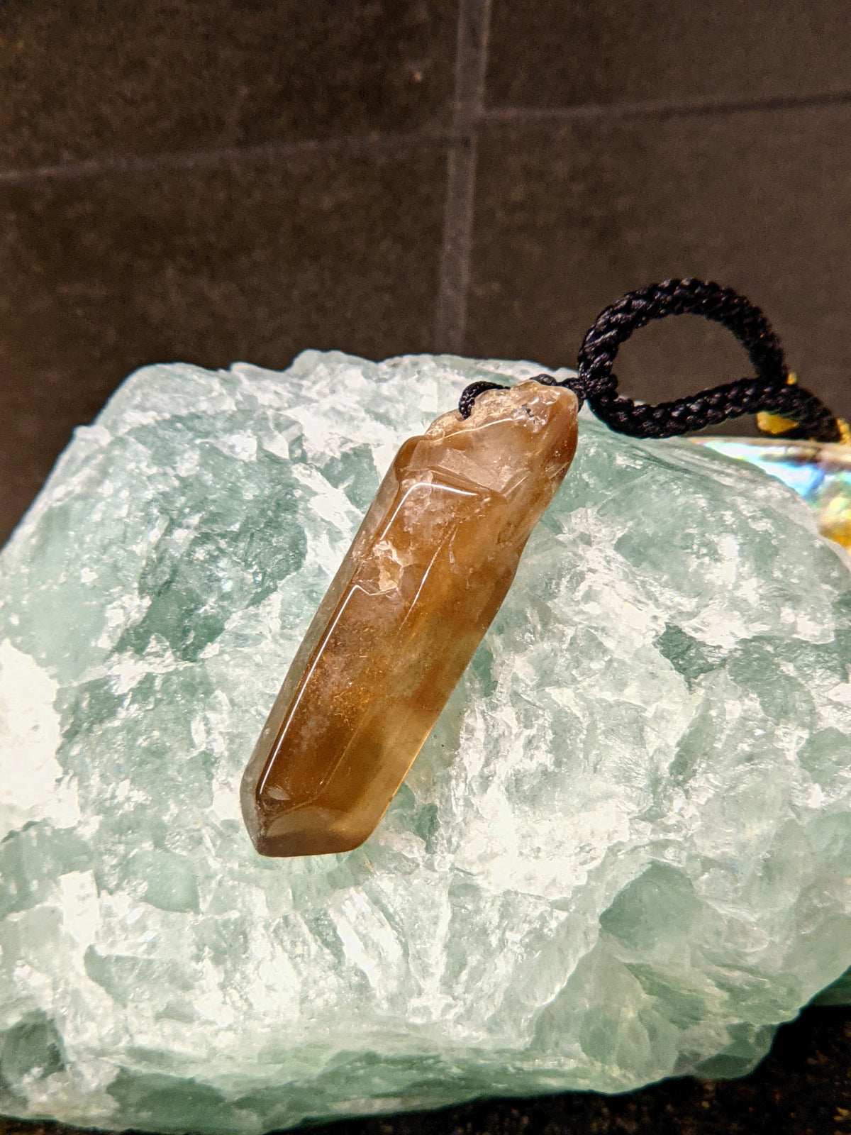 Natural Smoky Citrine Crystal Necklace – back view