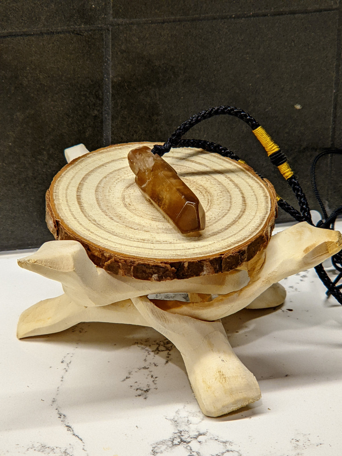 Natural Smoky Citrine Crystal Necklace – side view