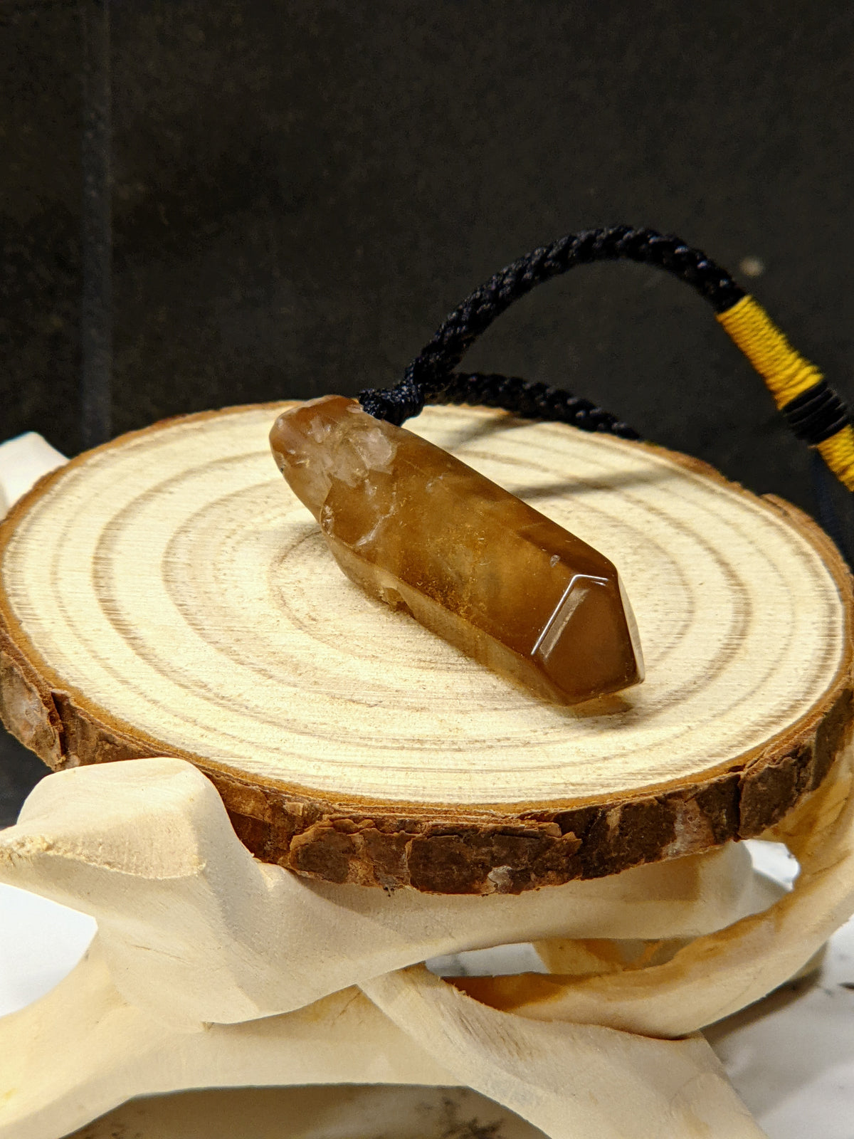 Natural Smoky Citrine Crystal Necklace – front view