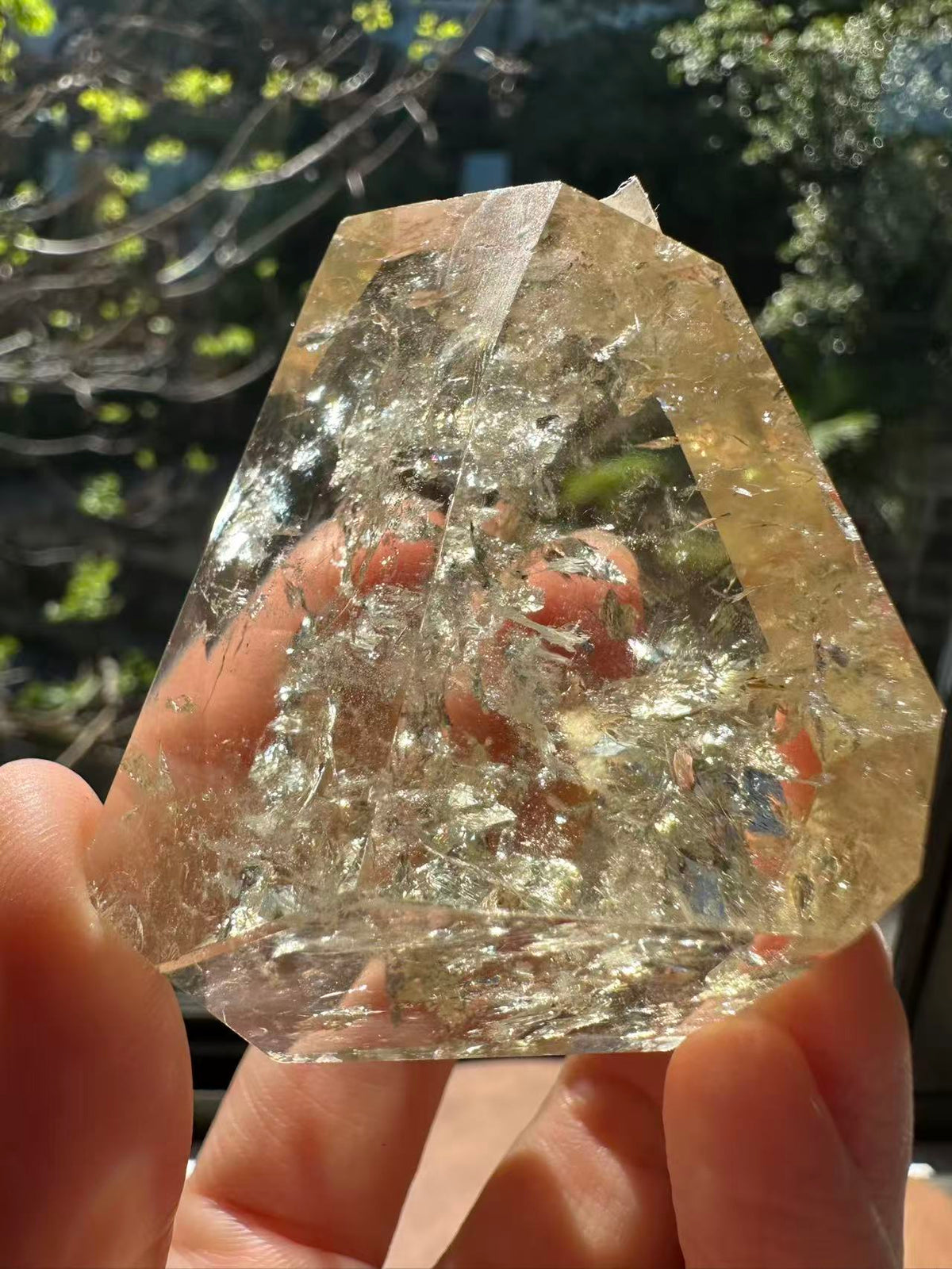 Brazilian Citrine Freeform with Rainbow, Exact Piece #11 – polished surface detail