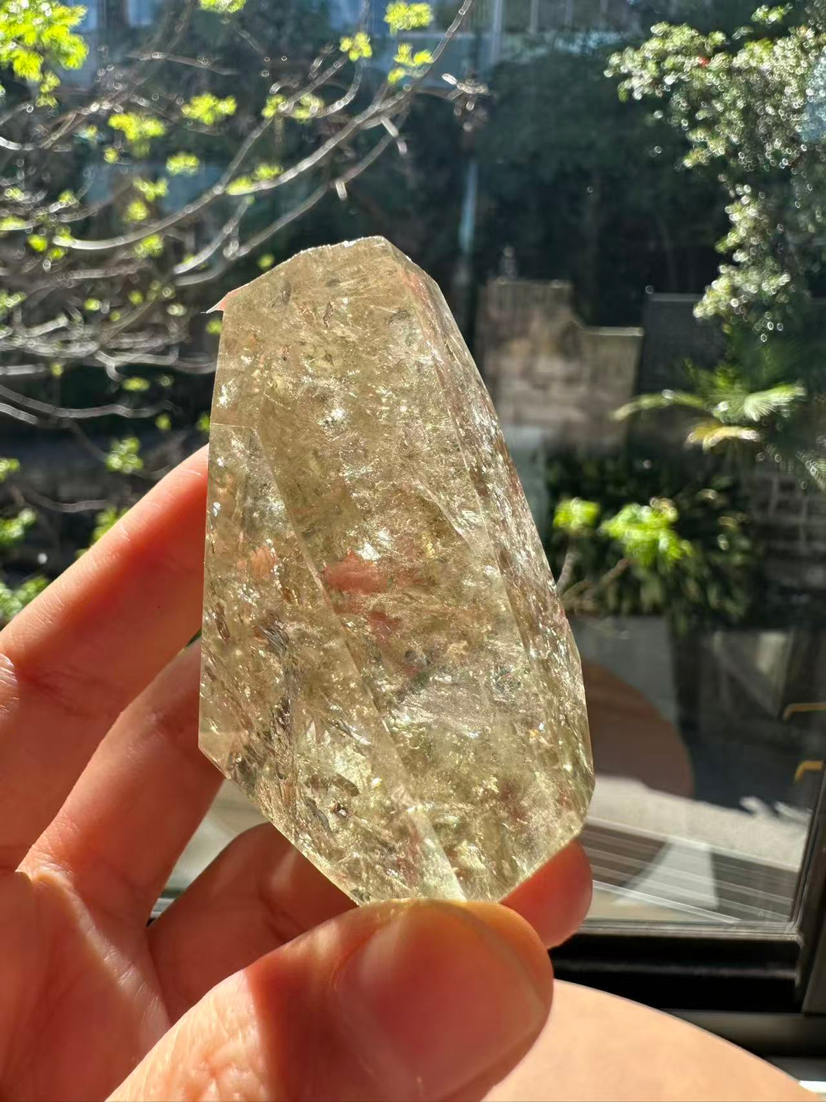 Brazilian Citrine Freeform with Rainbow, Exact Piece #11 – close-up detail