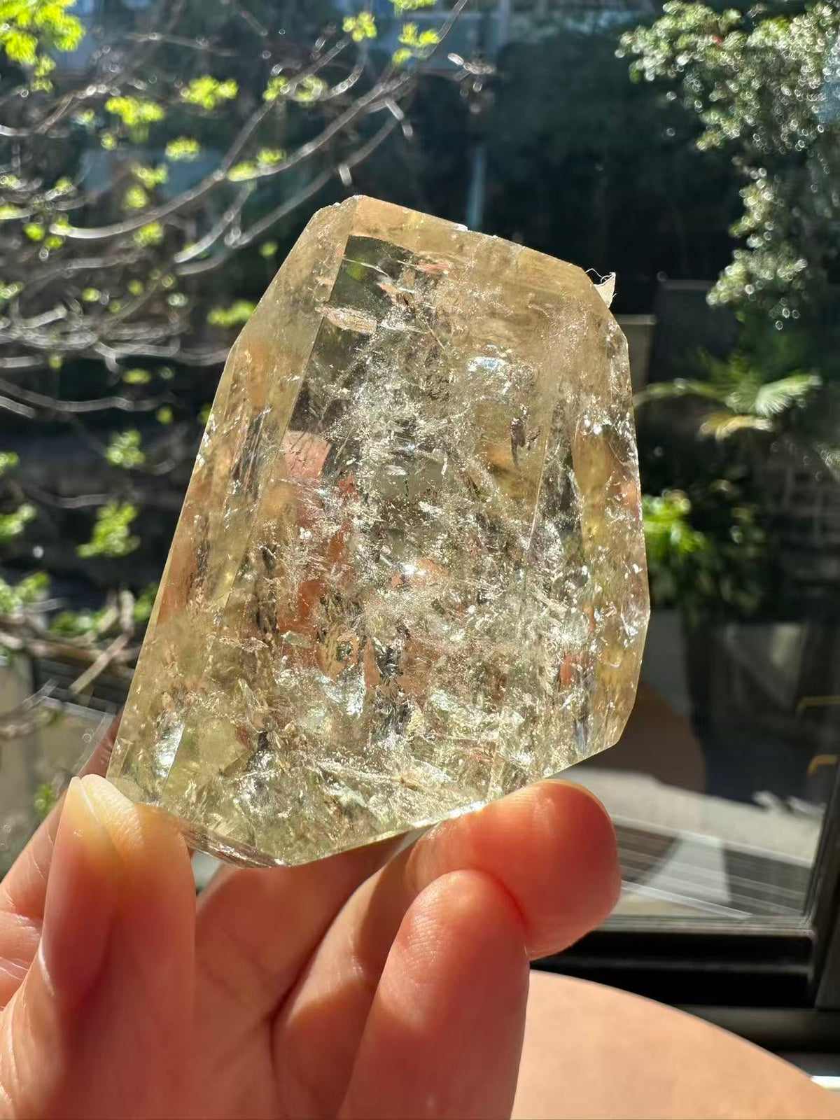 Brazilian Citrine Freeform with Rainbow, Exact Piece #11 – golden colour detail