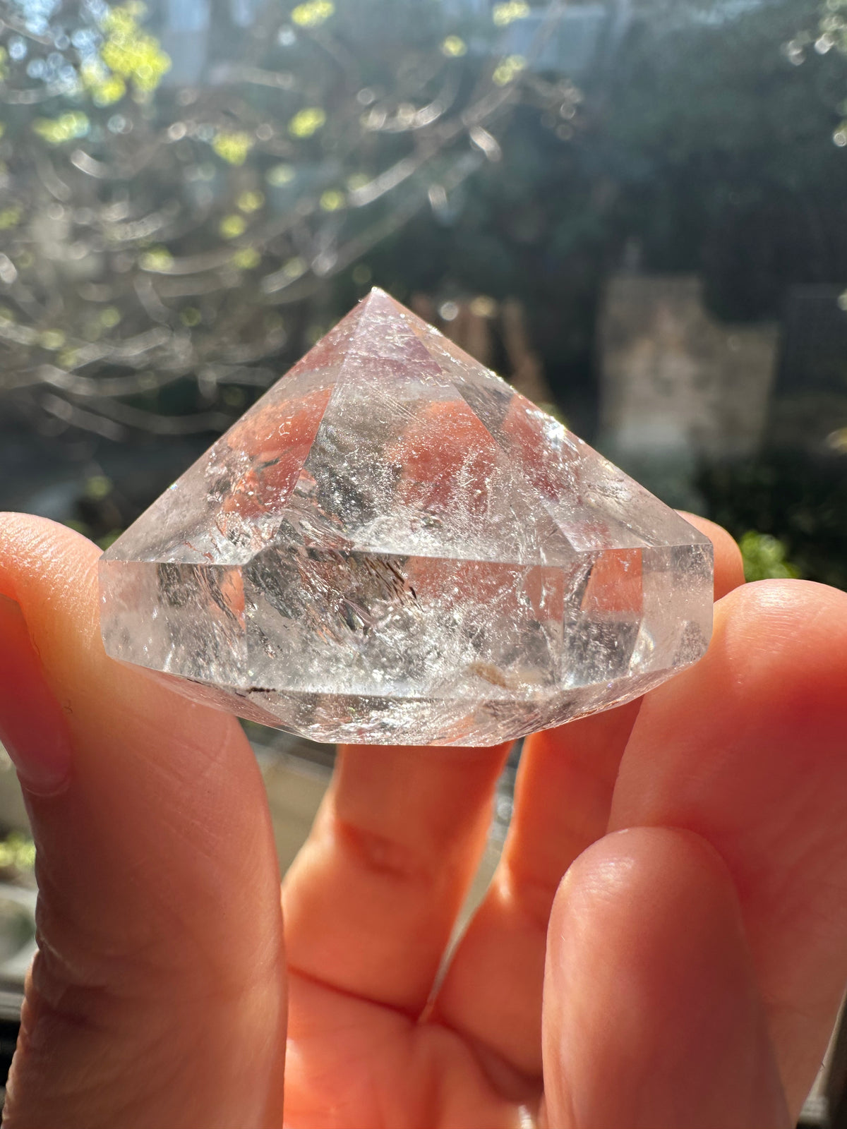 Clear Quartz diamond photographed in natural light