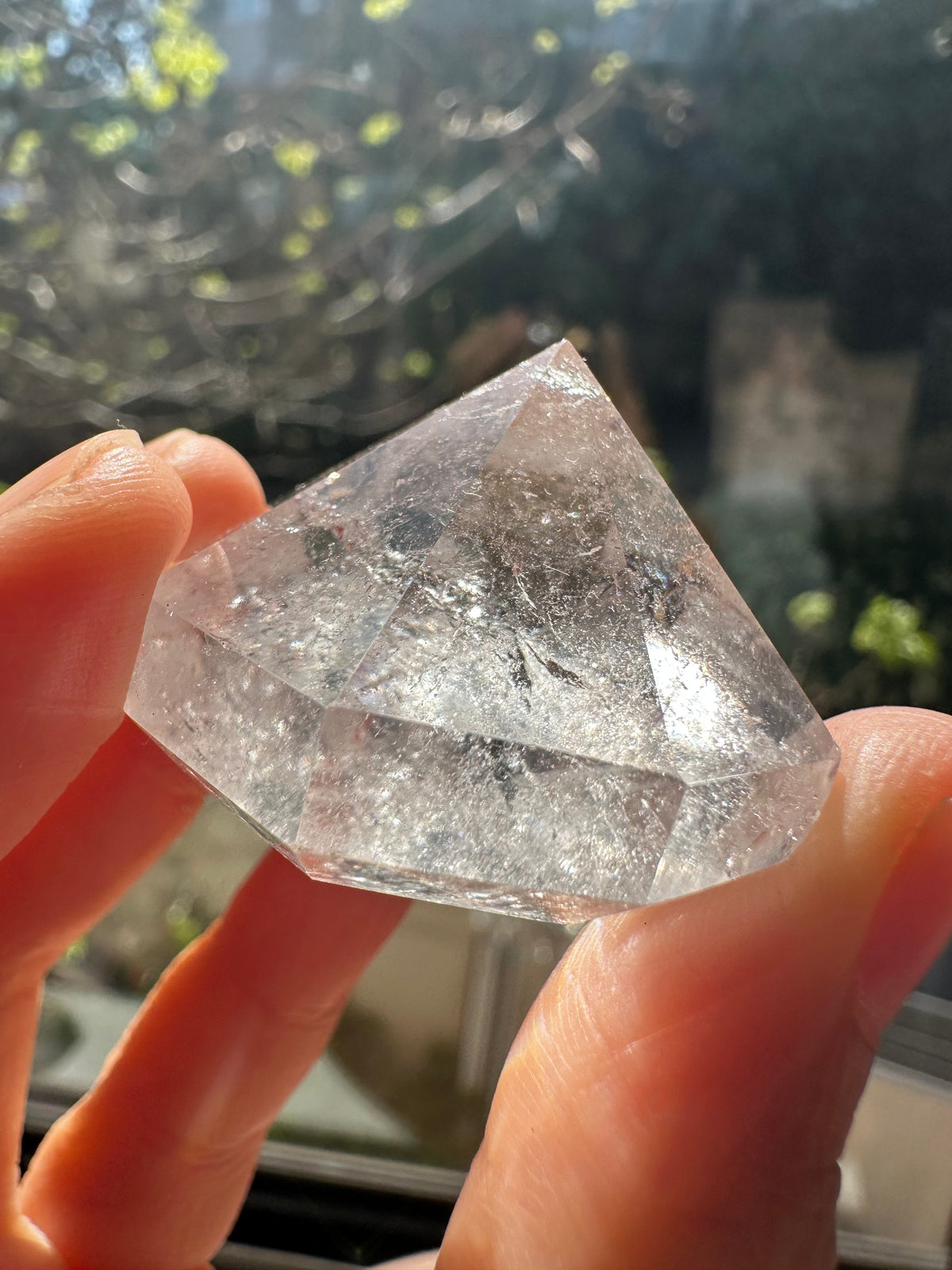 Polished Clear Quartz diamond size and shape example