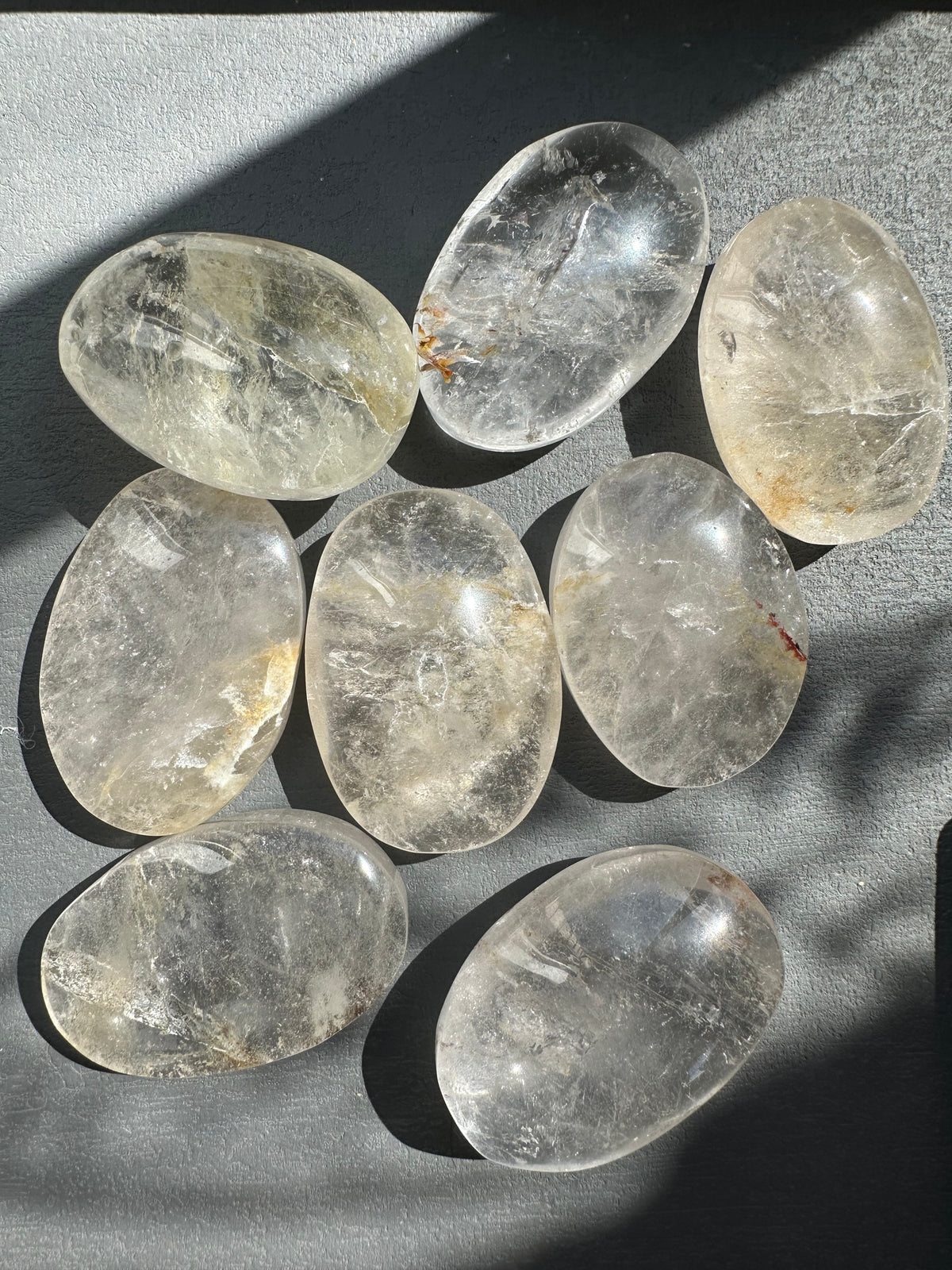 Natural Clear Quartz palm stone polished smooth