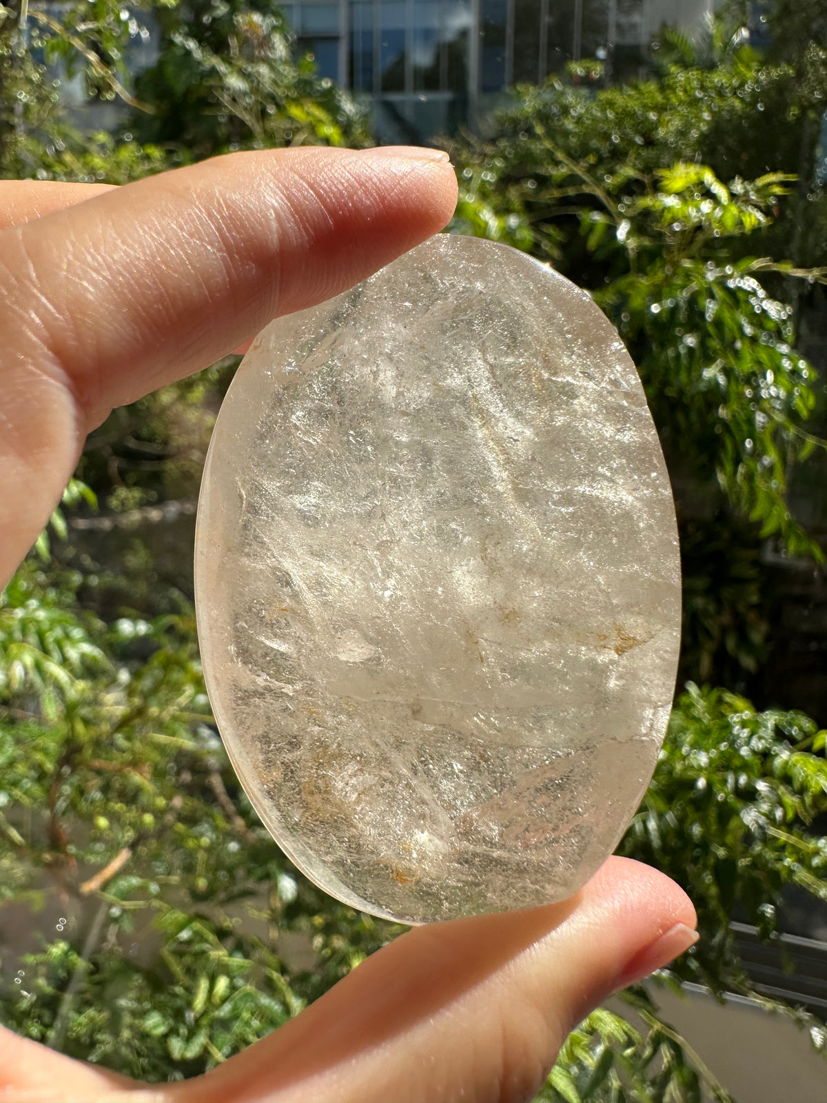 Clear Quartz palm stone for desk or hand-held use
