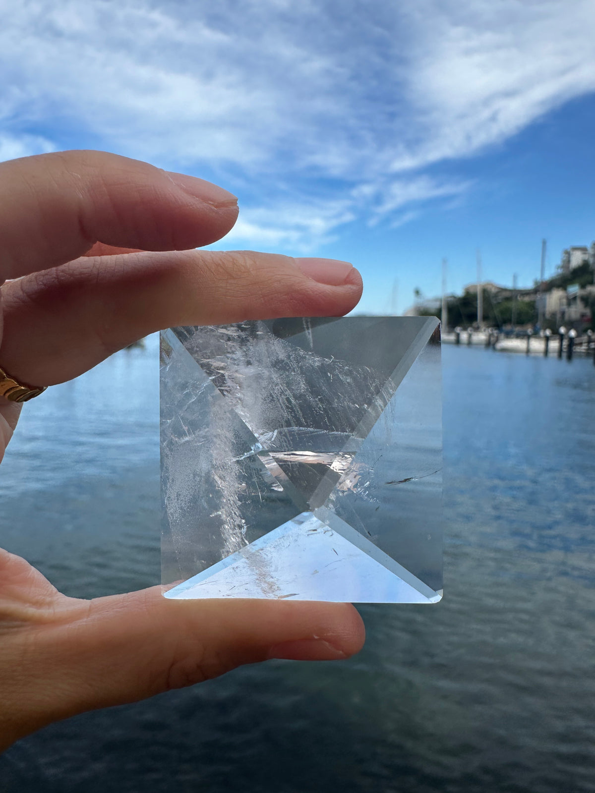 Natural Clear Quartz pyramid for desk or crystal display