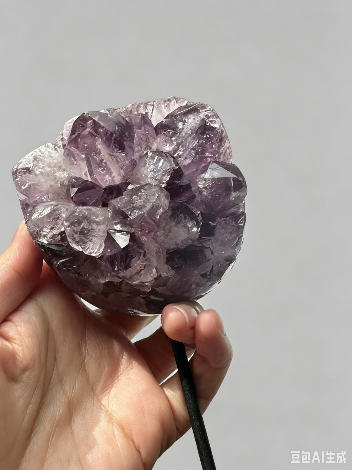 Deep Purple Amethyst Cluster with Black Stand, 660g 7.7cm Exact Piece – product overview