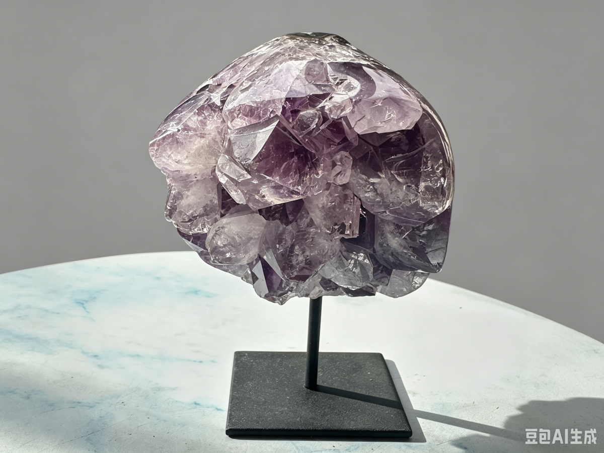 Deep Purple Amethyst Cluster with Black Stand, 660g 7.7cm Exact Piece – alternate view 2