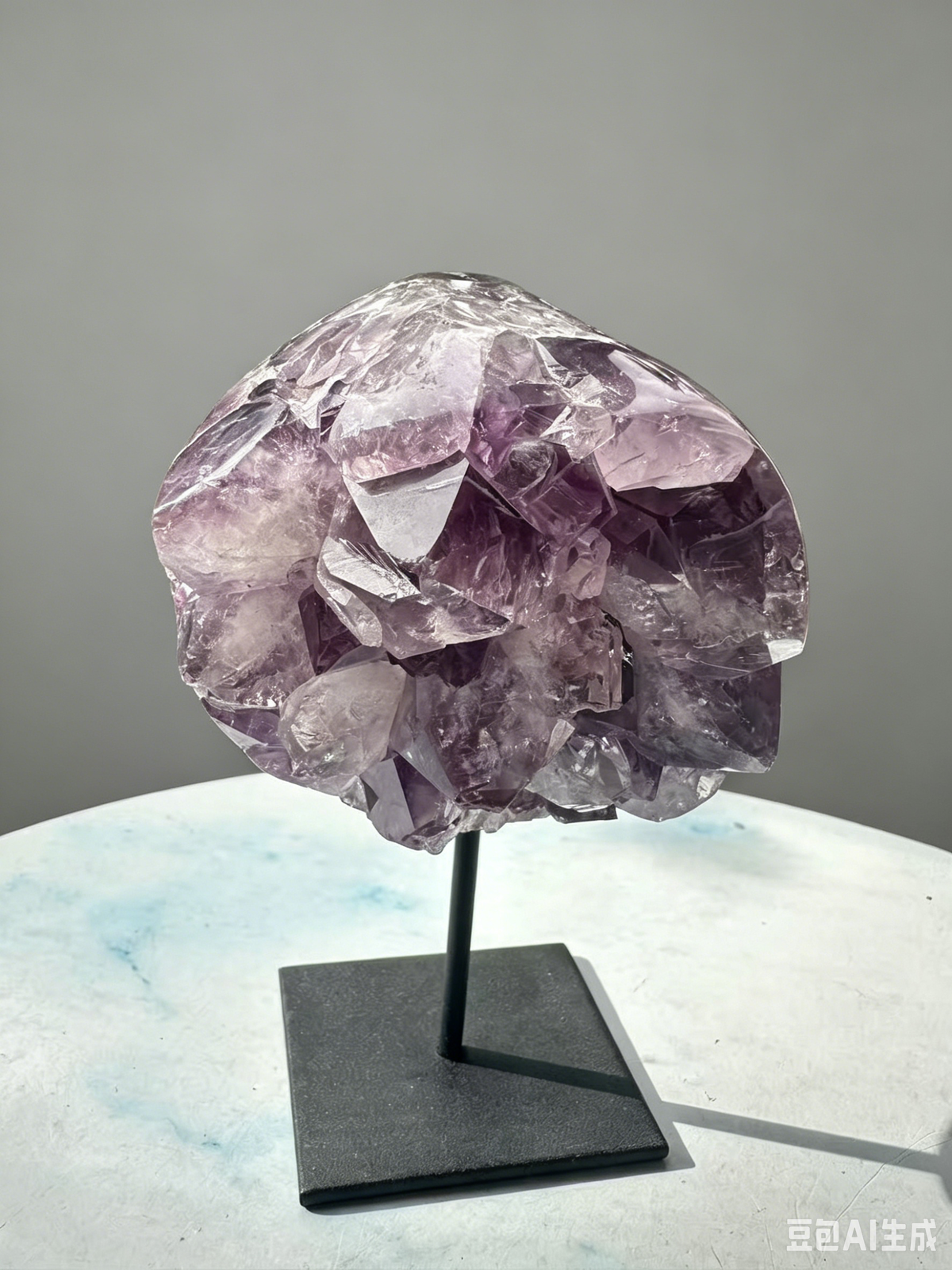 Deep Purple Amethyst Cluster with Black Stand, 660g 7.7cm Exact Piece – alternate view 3