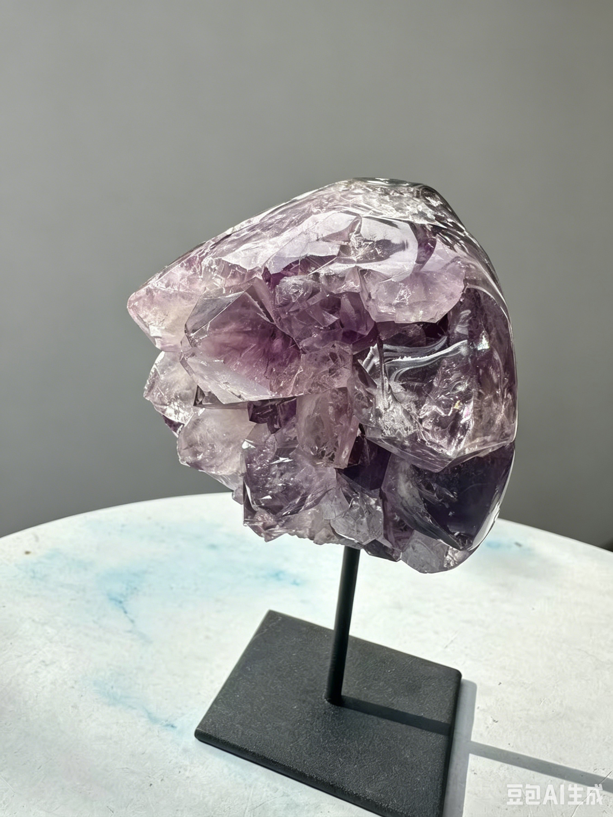 Deep Purple Amethyst Cluster with Black Stand, 660g 7.7cm Exact Piece – alternate view 4