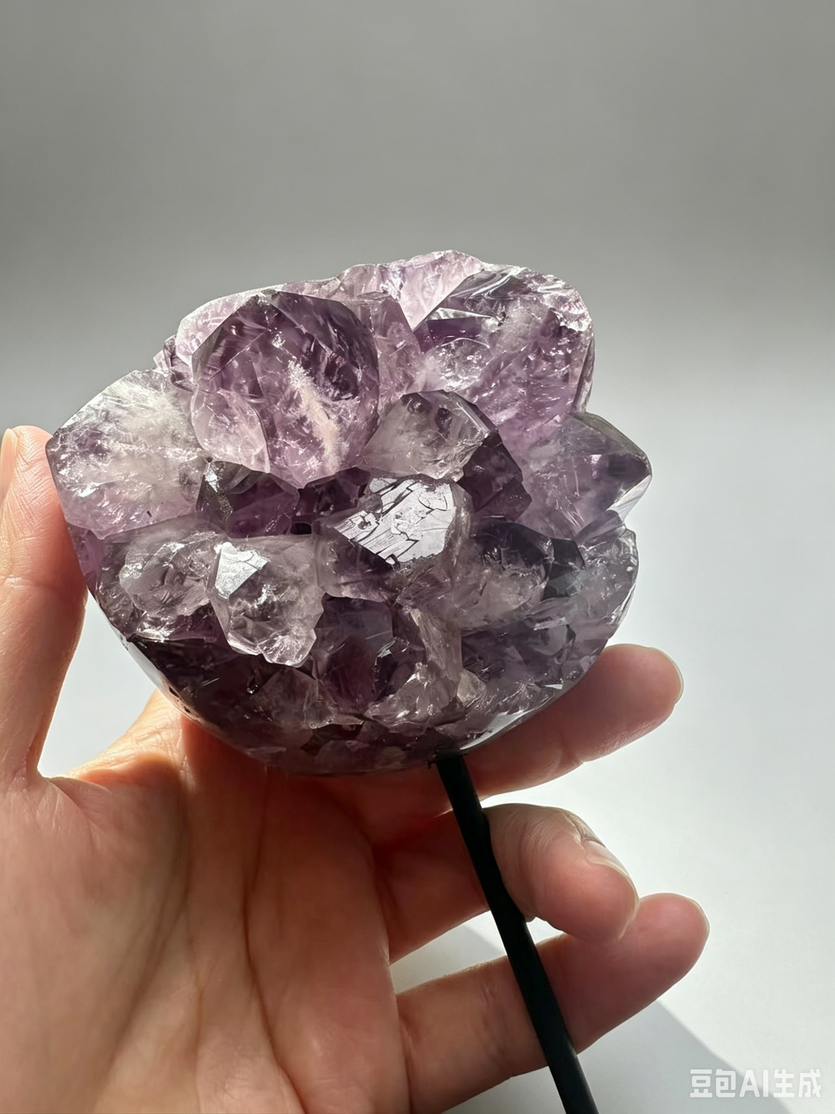 Deep Purple Amethyst Cluster with Black Stand, 660g 7.7cm Exact Piece – alternate view 6