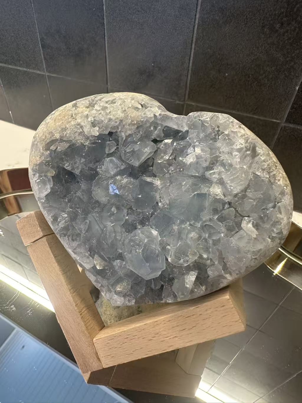 Madagascar Celestite Heart with Sky-Blue Crystal Texture | 1.8kg 12.2cm Exact Piece