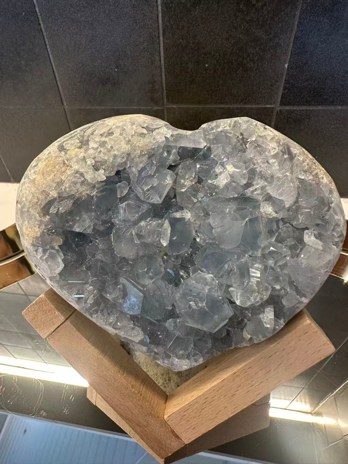 Madagascar Celestite Heart with Sky-Blue Crystal Texture | 1.8kg 12.2cm Exact Piece