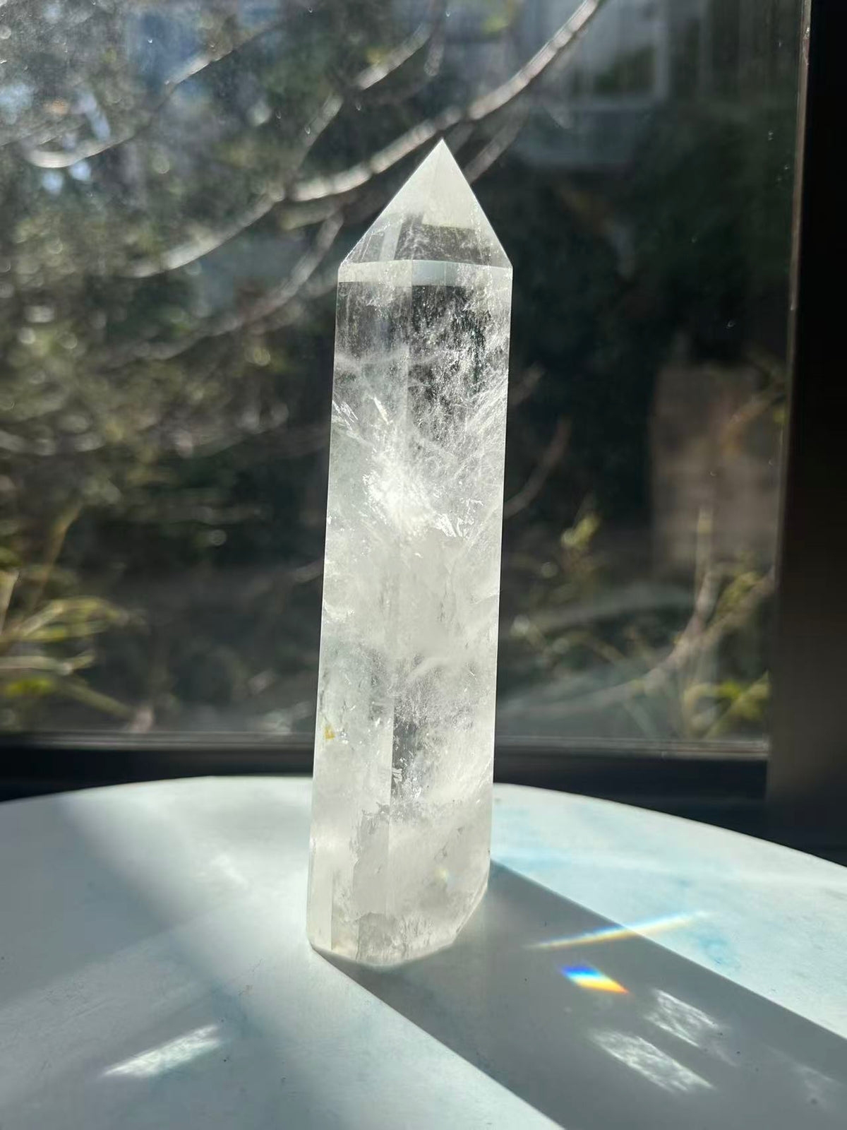 Clear Quartz Tower with Natural Veils | 730g 17cm Exact Piece #16