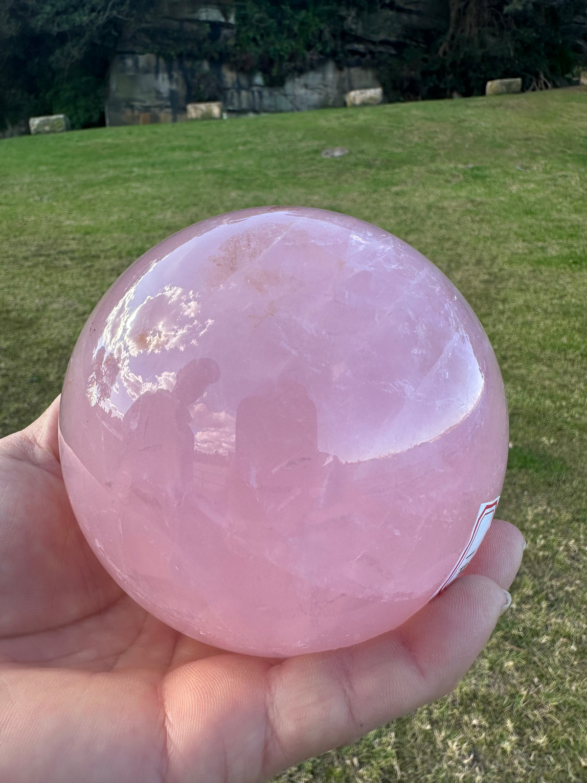 Large natural Rose Quartz sphere, 1.89kg and 10.8cm – view 2