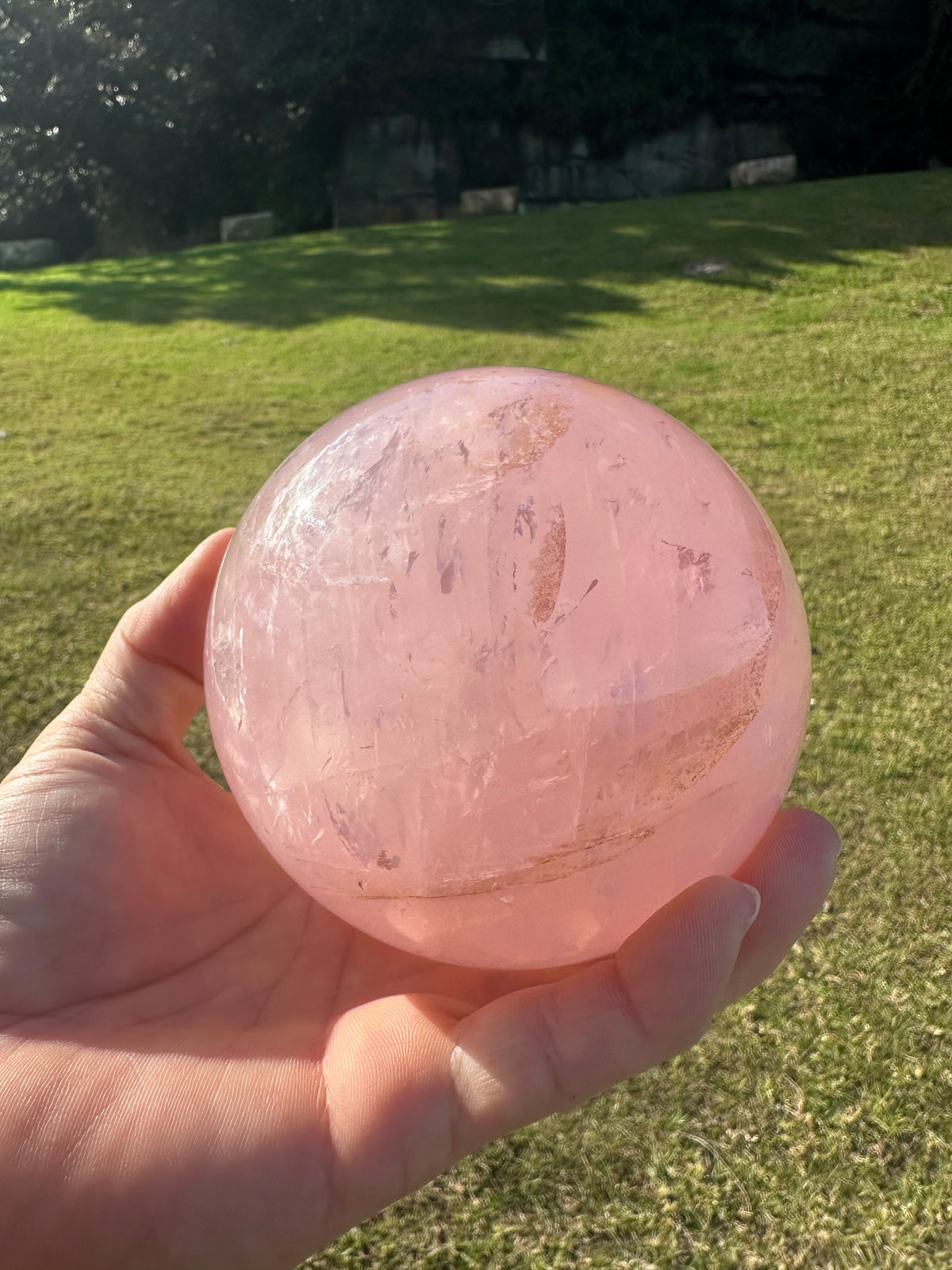 Large natural Rose Quartz sphere, 1.89kg and 10.8cm – view 5
