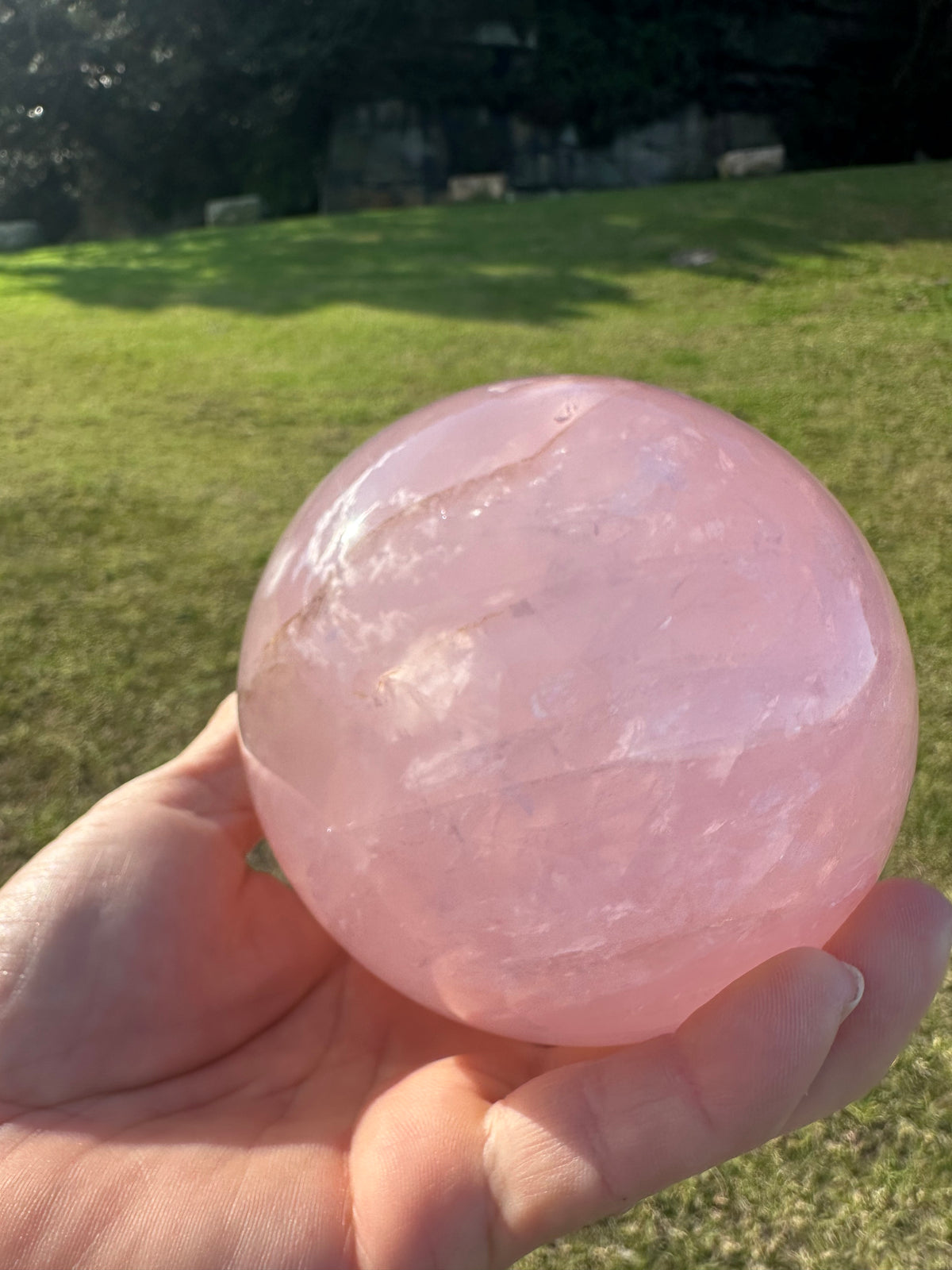 Large natural Rose Quartz sphere, 1.89kg and 10.8cm – view 6