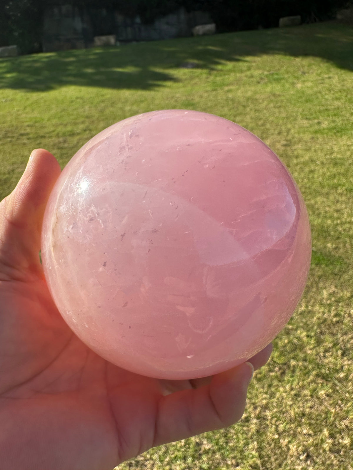 Extra Large Rose Quartz Sphere – 2.35kg #3 — exact crystal, view 7 of 10