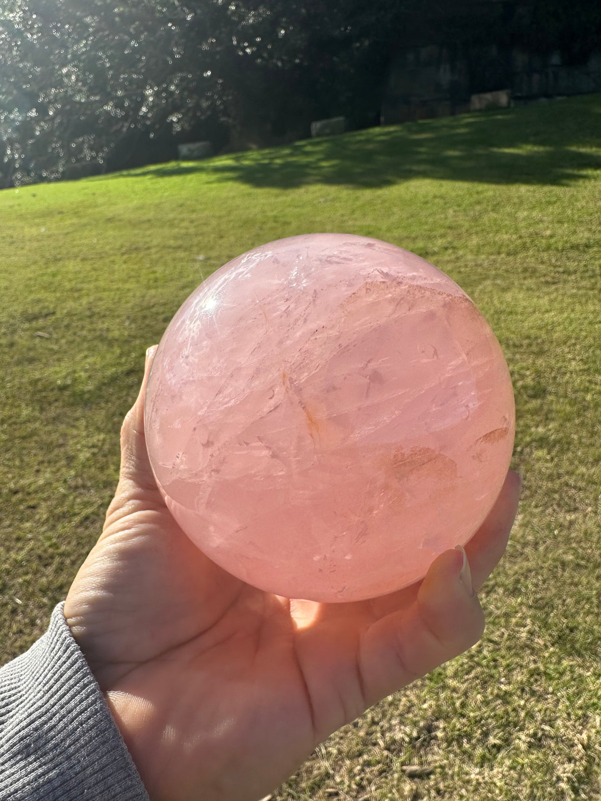 Extra Large Rose Quartz Sphere – 2.35kg #3 — exact crystal, view 1 of 10