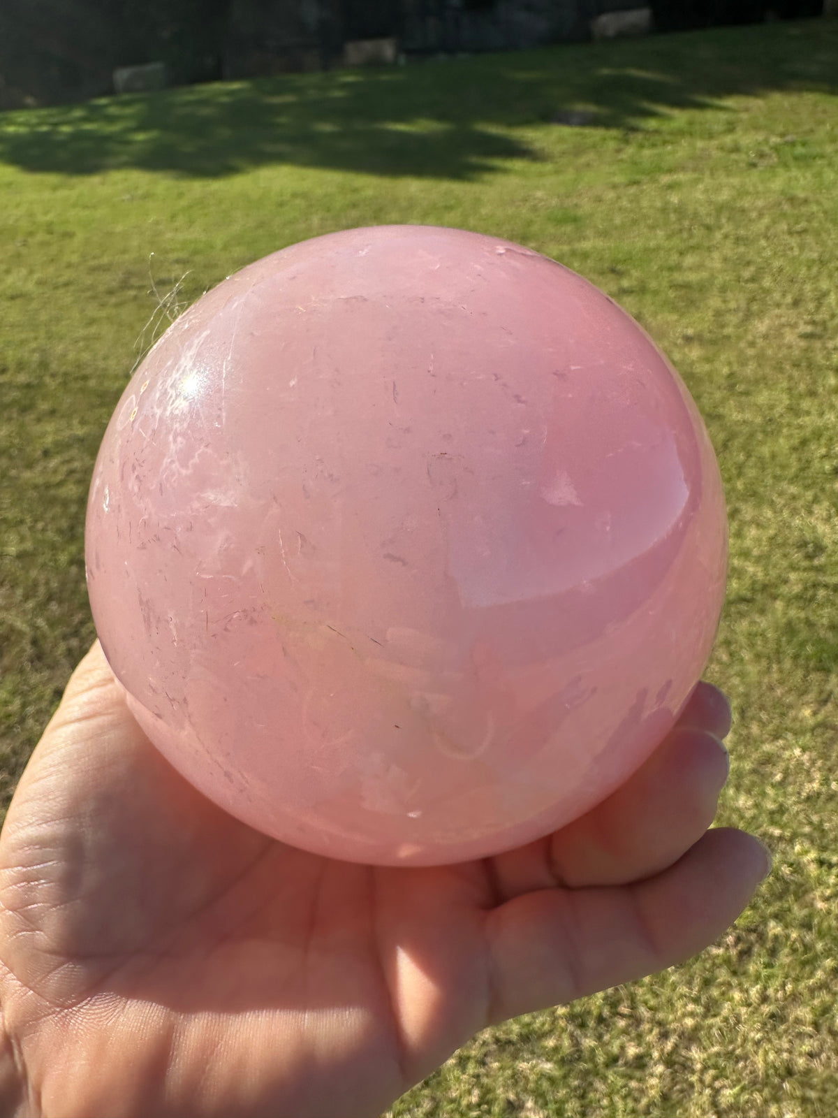 Extra Large Rose Quartz Sphere – 2.35kg #3 — exact crystal, view 2 of 10