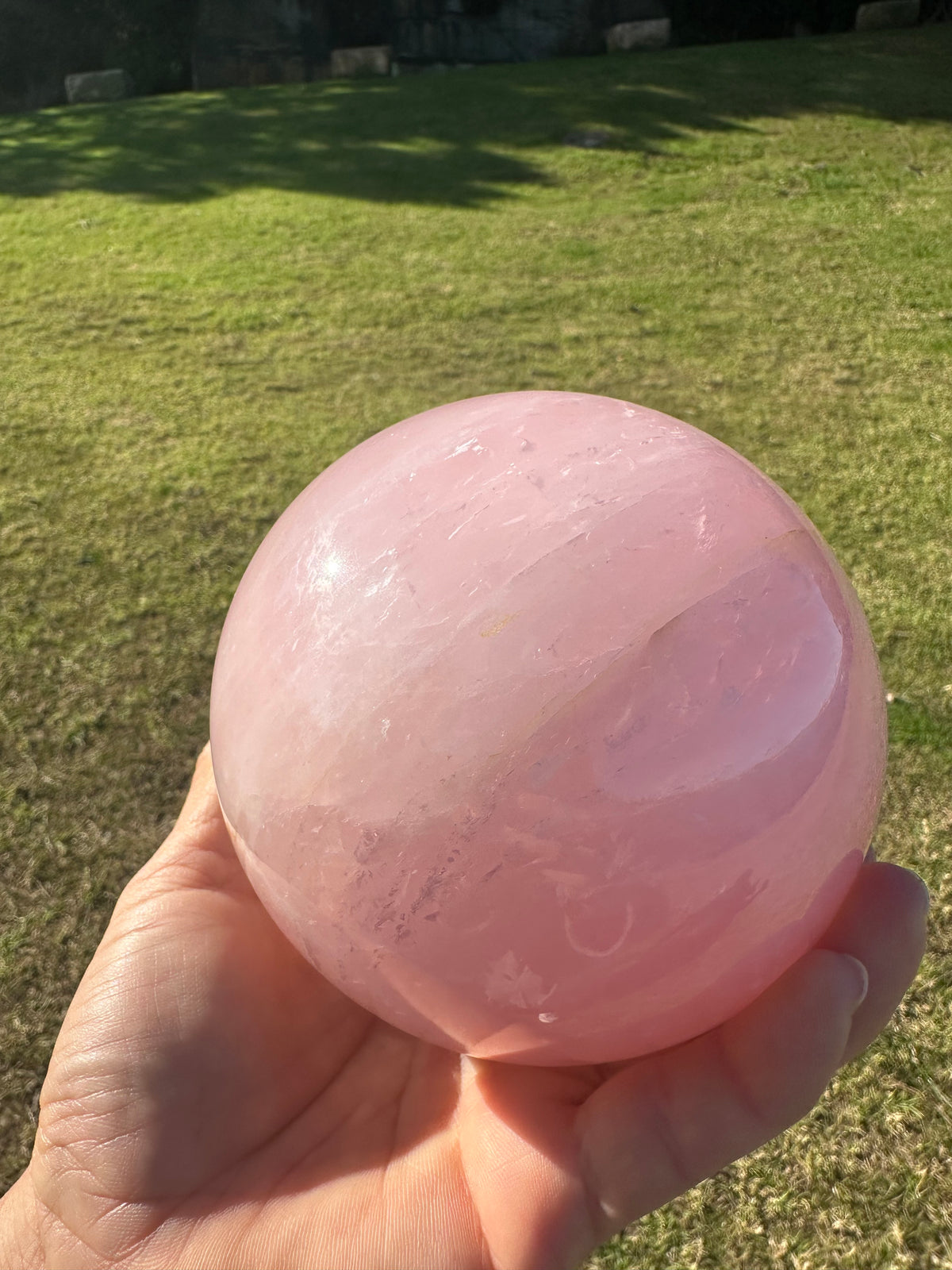 Extra Large Rose Quartz Sphere – 2.35kg #3 — exact crystal, view 4 of 10