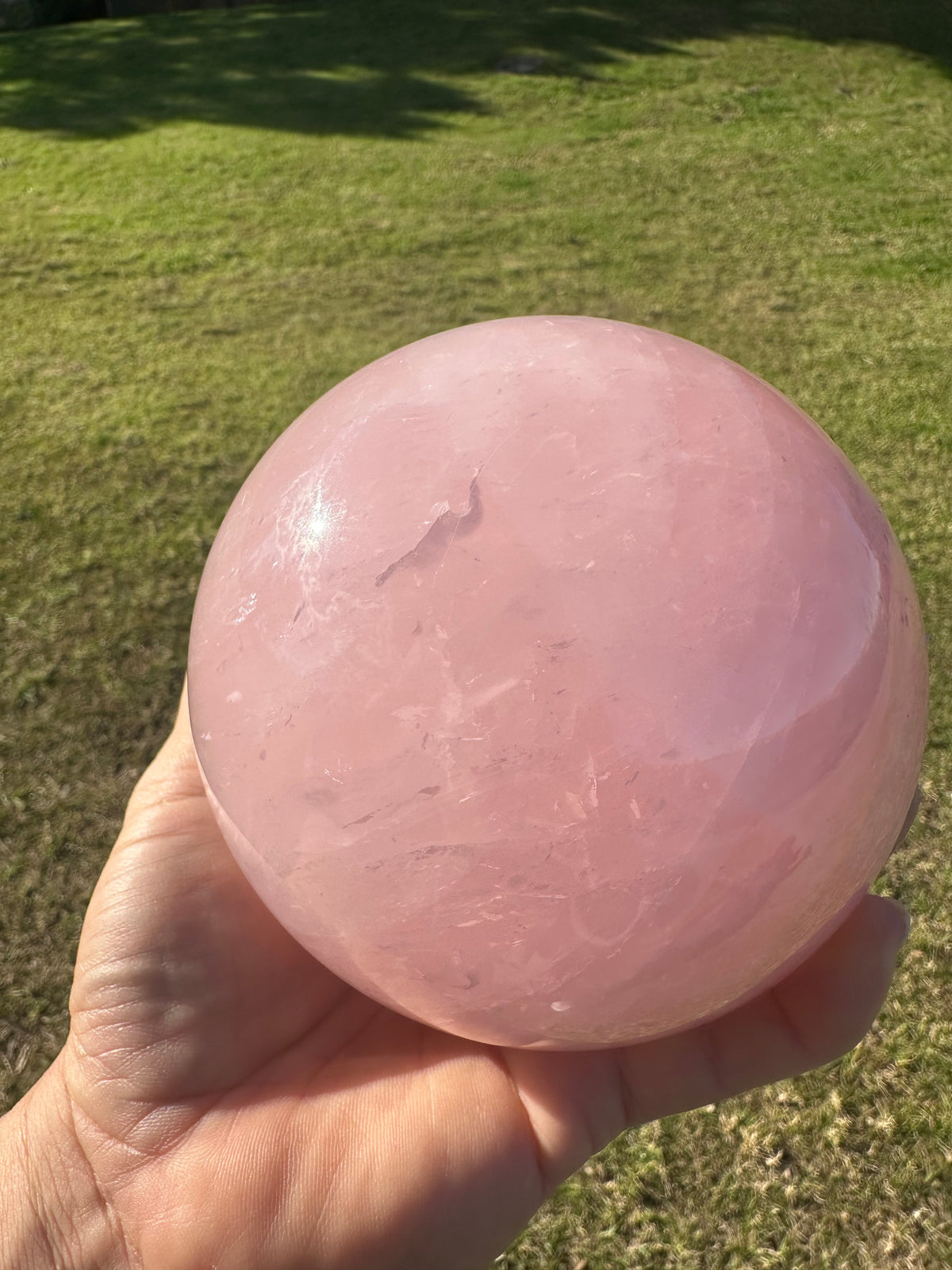 Extra Large Rose Quartz Sphere – 2.35kg #3 — exact crystal, view 5 of 10