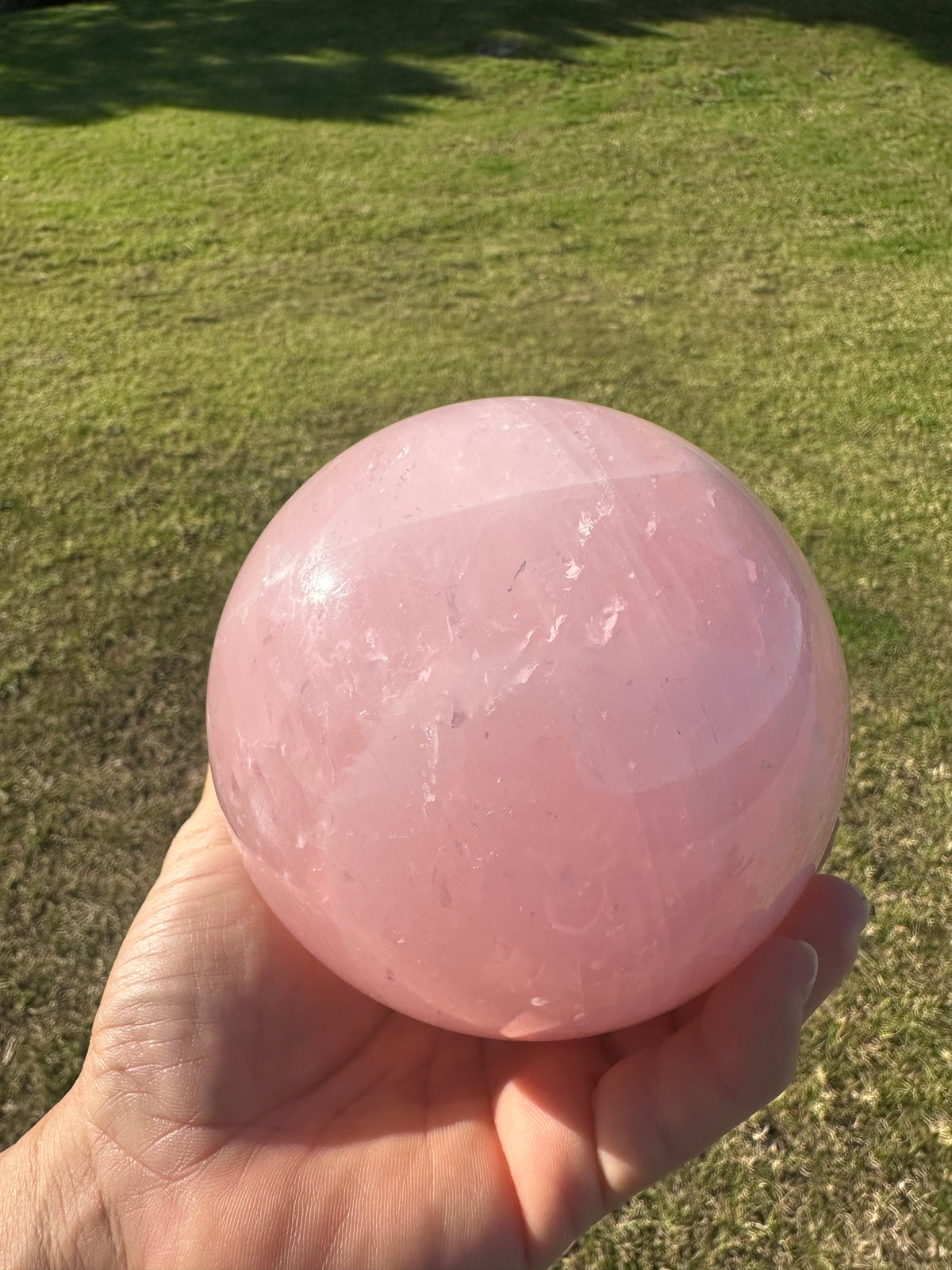 Extra Large Rose Quartz Sphere – 2.35kg #3 — exact crystal, view 6 of 10