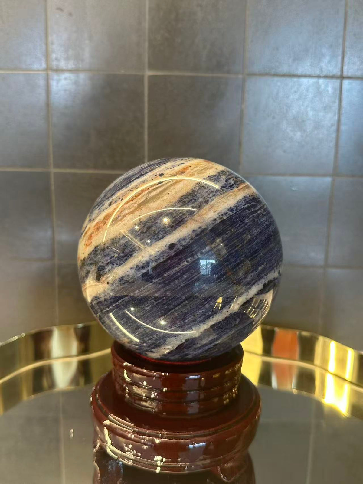 Sodalite Sphere ‘Neptune’s Eye’ with Planet Banding | 1.87kg 10.8cm Exact Piece
