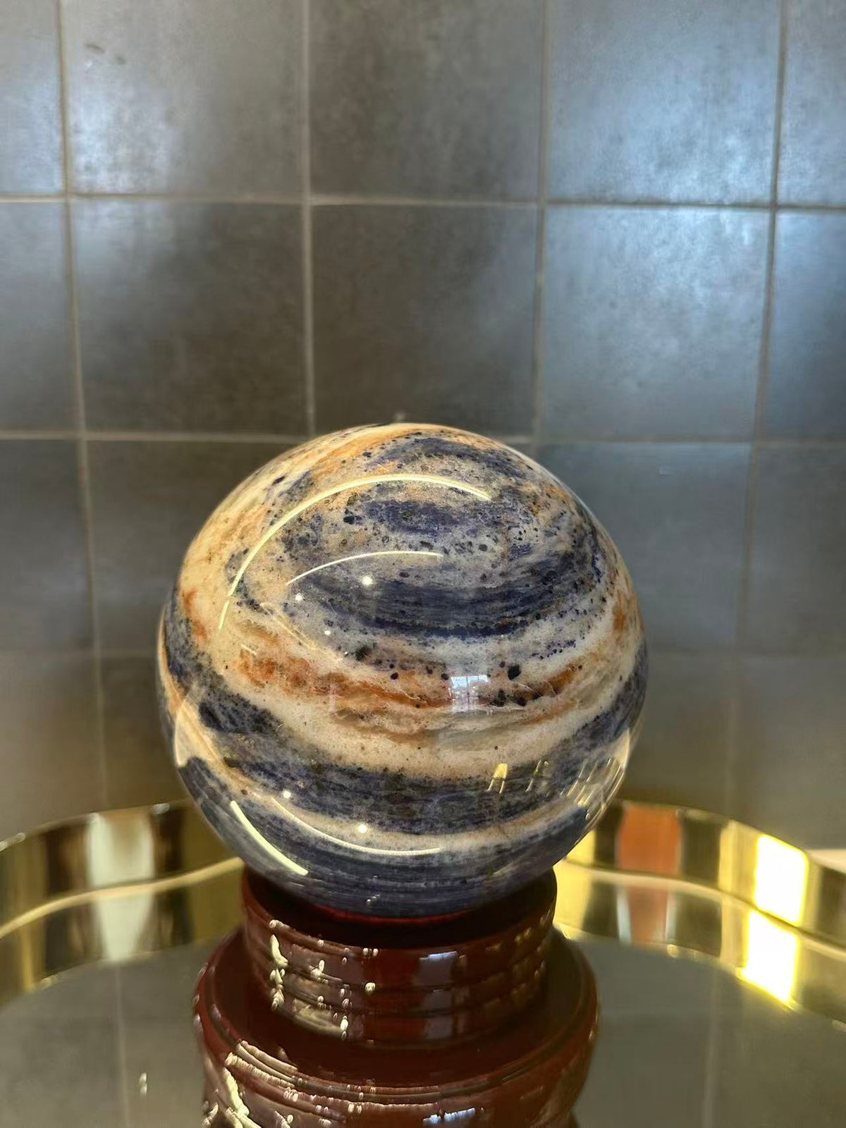 Sodalite Sphere ‘Neptune’s Eye’ with Planet Banding | 1.87kg 10.8cm Exact Piece