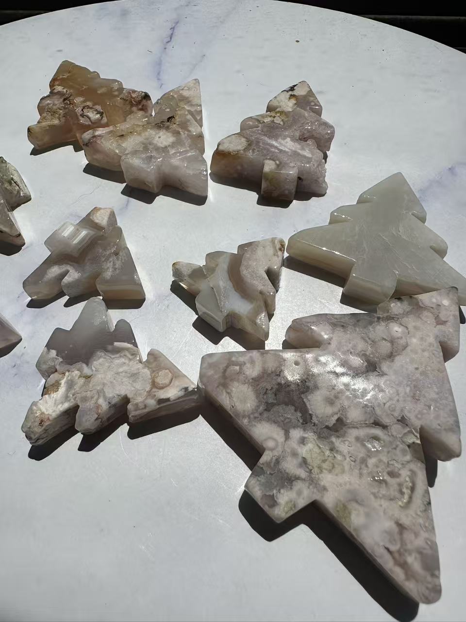 Flower Agate Christmas Tree | Natural Crystal Carving