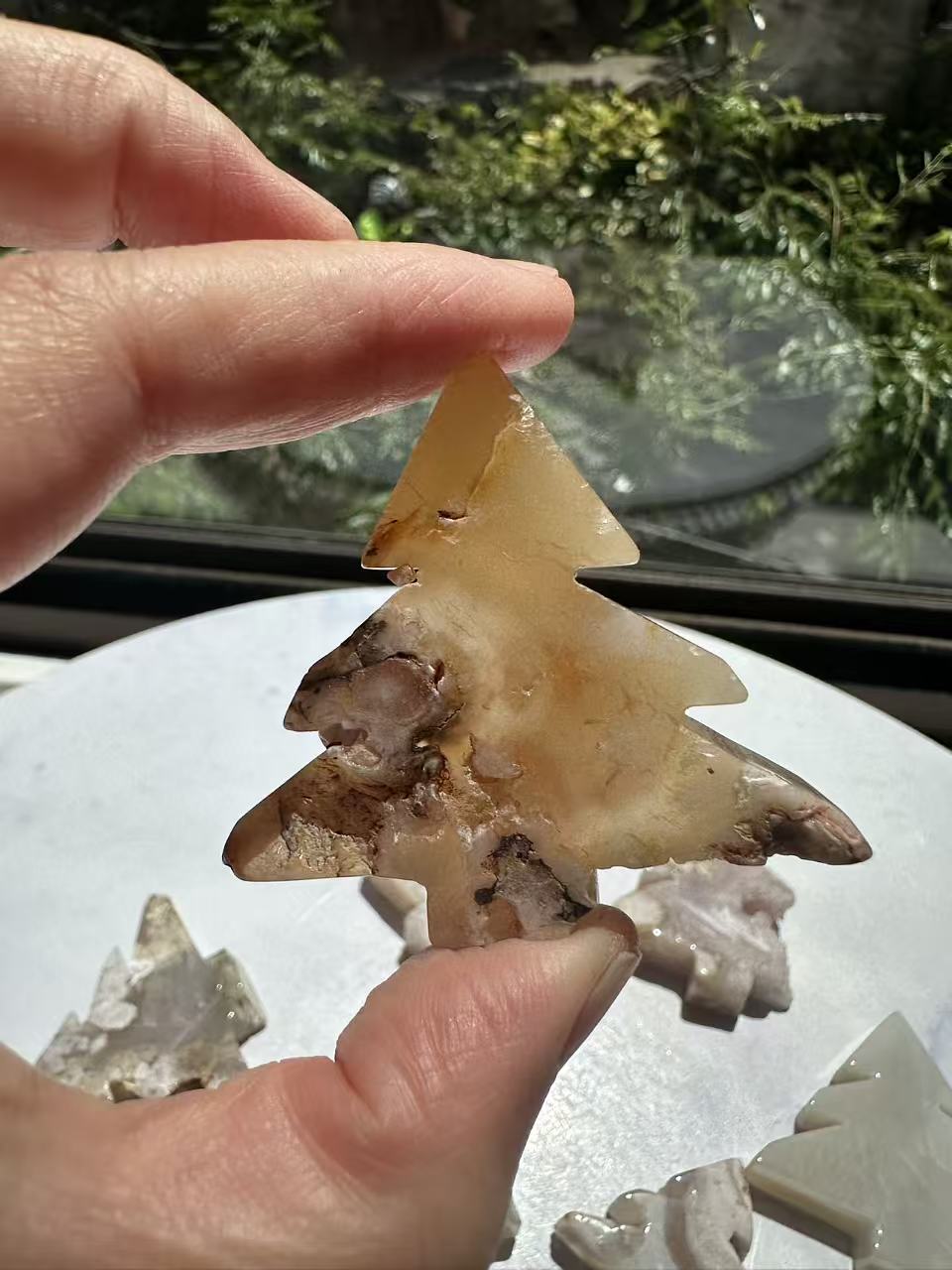 Flower Agate Christmas Tree | Natural Crystal Carving