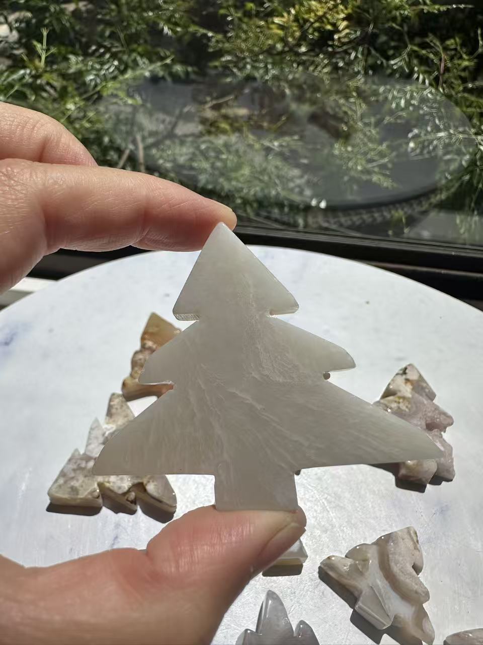 Flower Agate Christmas Tree | Natural Crystal Carving