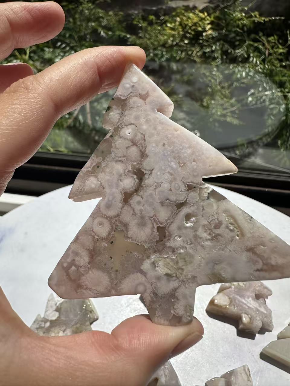 Flower Agate Christmas Tree | Natural Crystal Carving